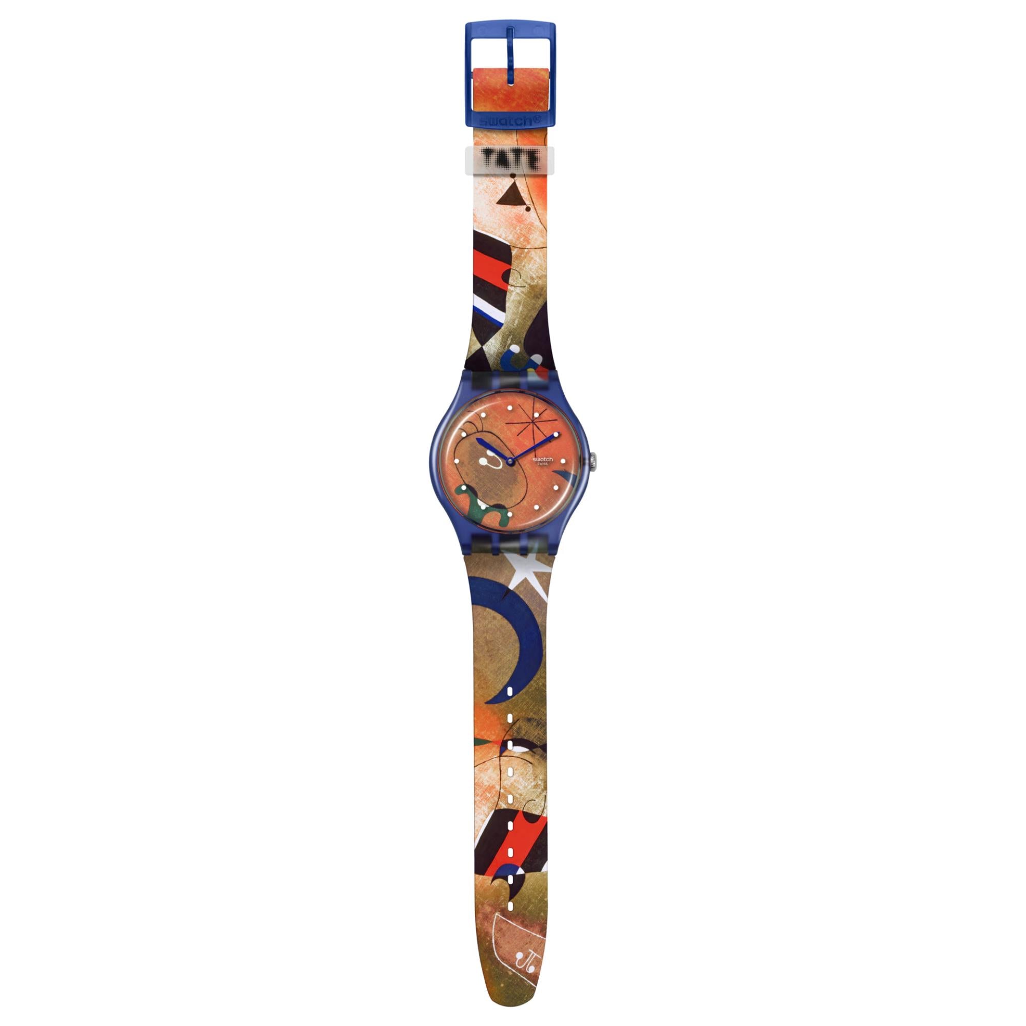 Swatch Miro's Frauen & Vogel im Mondlicht Blaues Zifferblatt Silikonarmband Uhr SO29Z136C