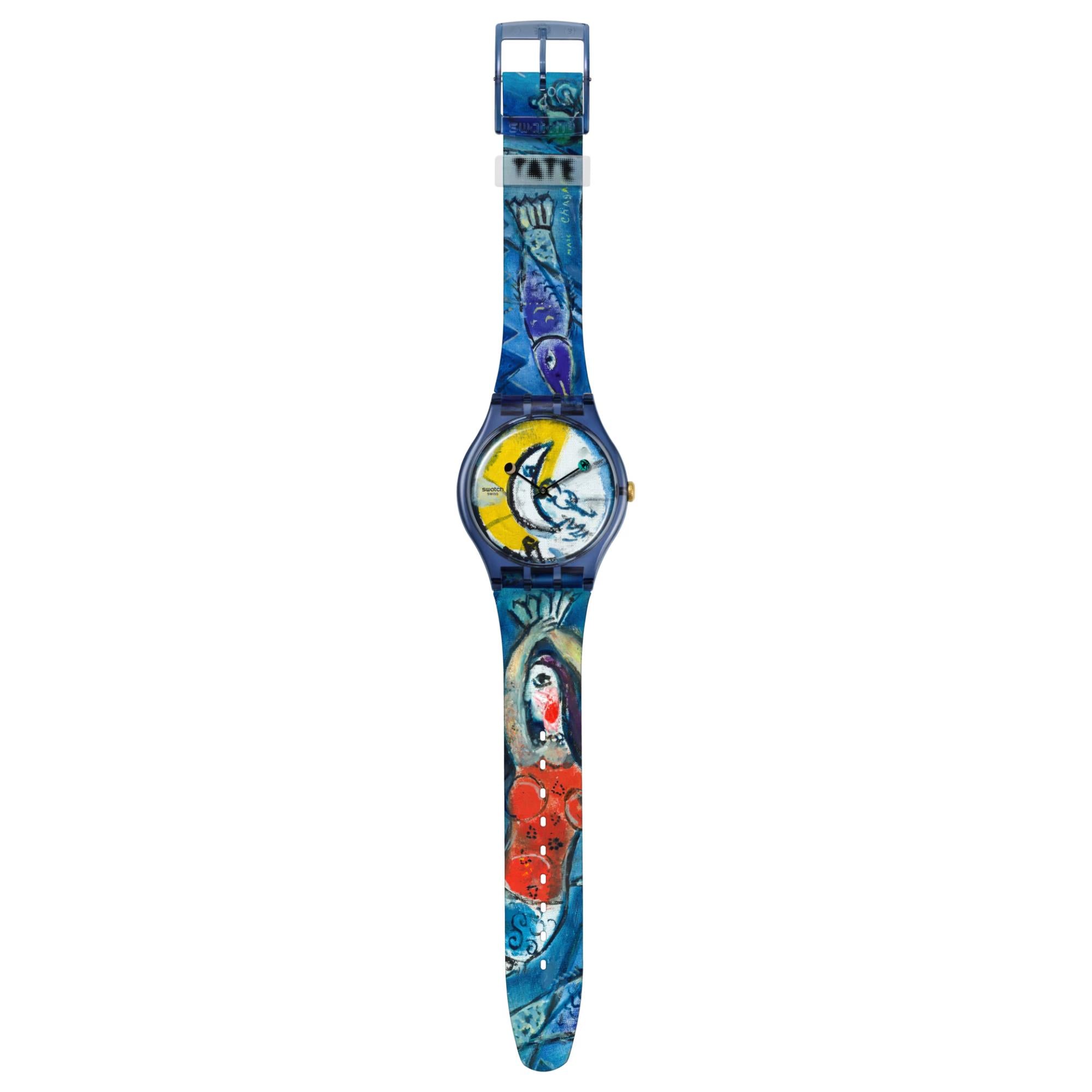 Swatch Chagall's Blue Circus Blue Dial Silicone Strap Watch SUOZ365C
