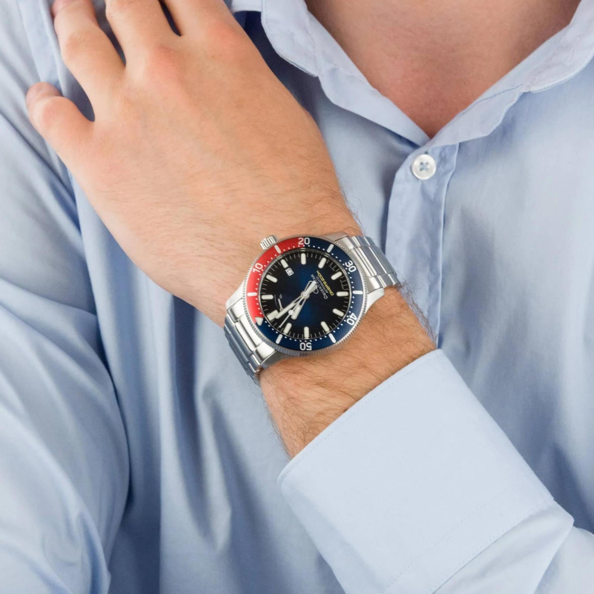 Orient Star 43mm Ex-Display ISO Taucher Blaues Zifferblatt Stahl Herren Automatik Uhr RE-AU0306L00B