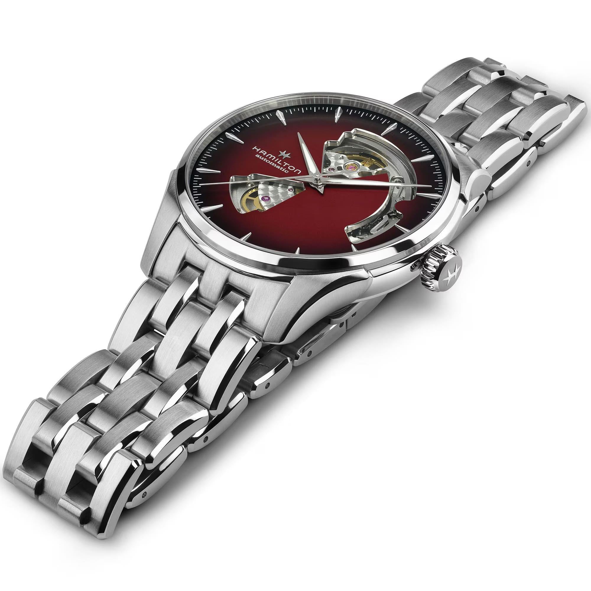 Hamilton H32675170 40mm case and stainless steel bracelet on white background