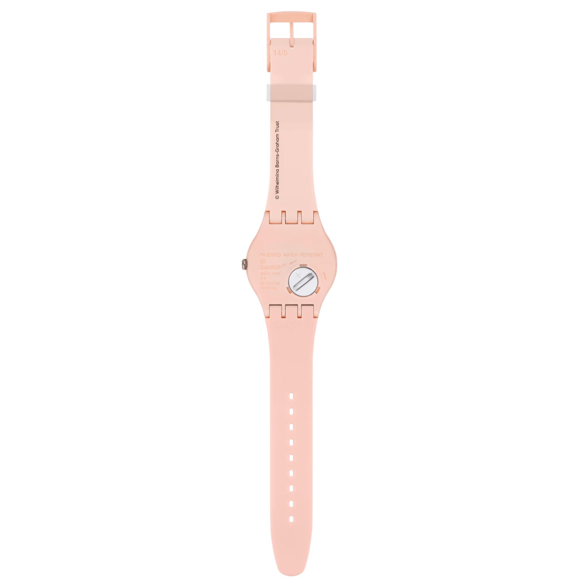 Swatch Barns-Graham's Orange und Rot auf Pink Silikonarmband Uhr SUOZ362C