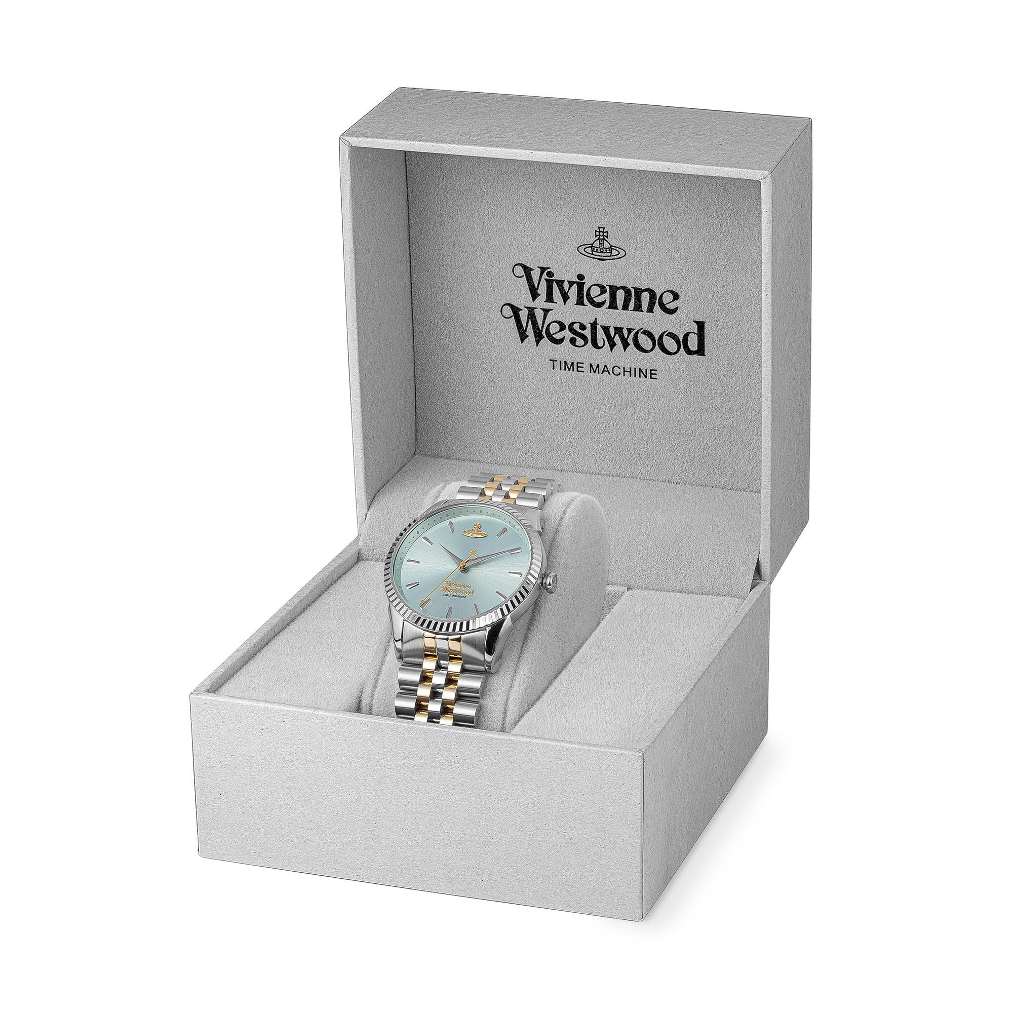 Vivienne Westwood Seymour Quarz Blaues Zifferblatt Stahlarmband Damen Uhr VV240LGRSG