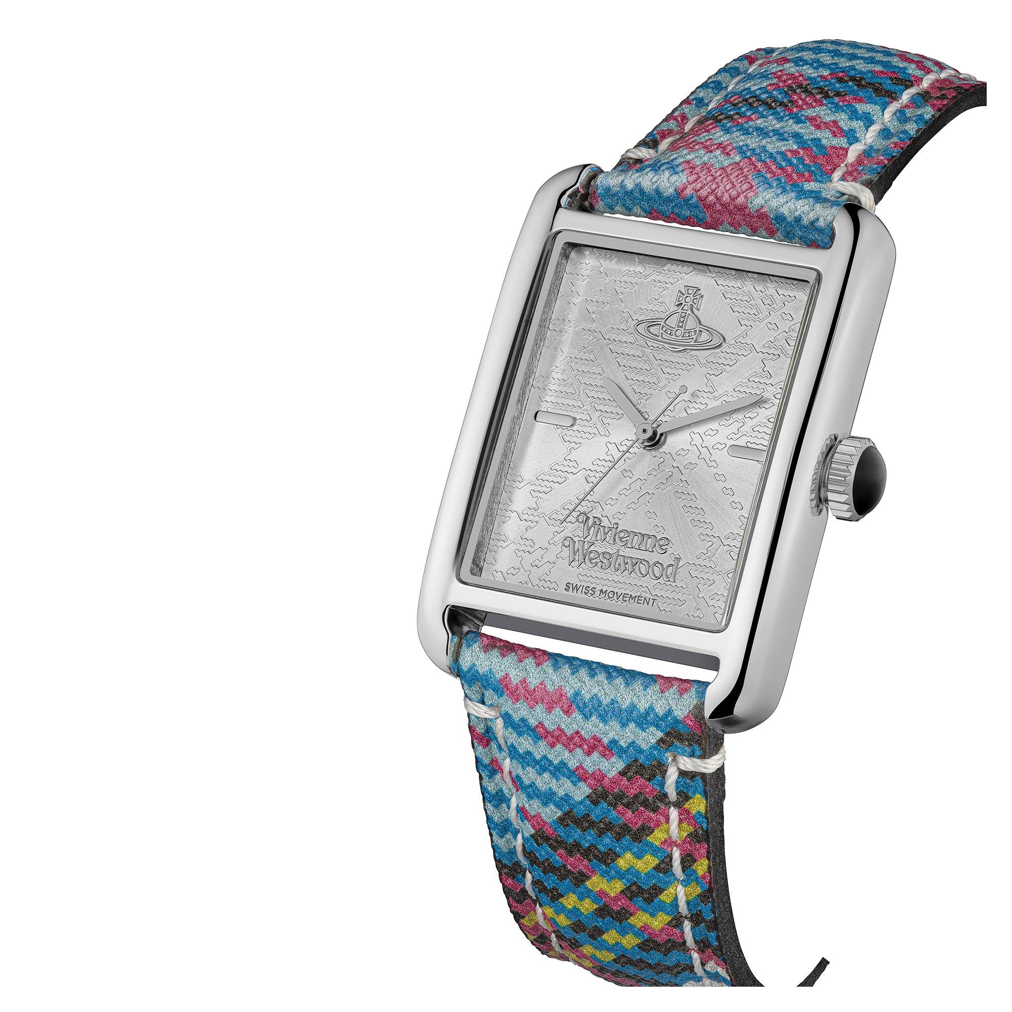 Vivienne Westwood Shacklewell Quarz Silbernes Zifferblatt Lederarmband Damen Uhr VV297SLMT
