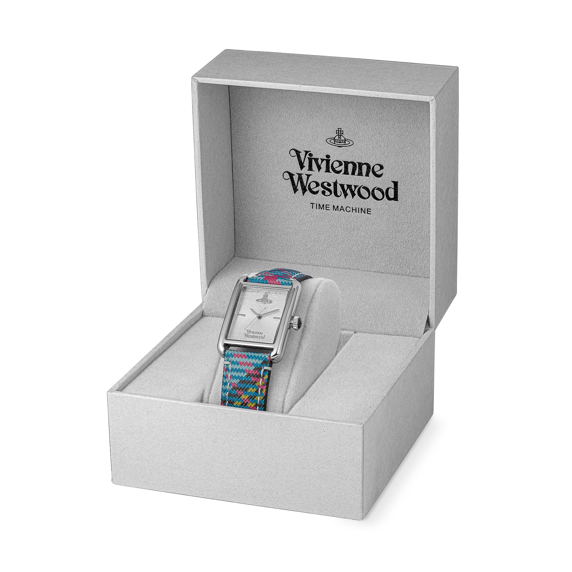 Vivienne Westwood Shacklewell Quarz Silbernes Zifferblatt Lederarmband Damen Uhr VV297SLMT