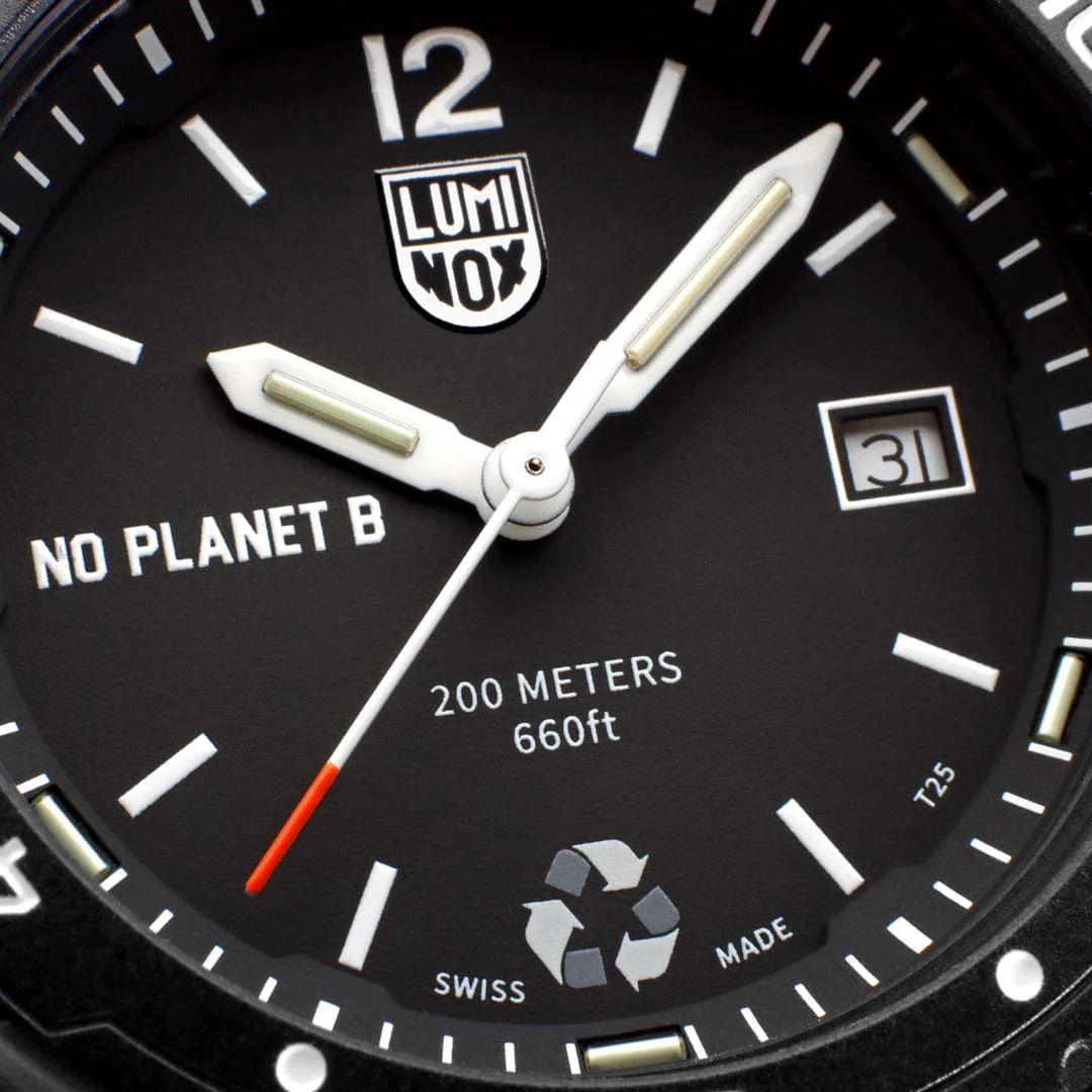 Luminox Bear Grylls Survival No Planet B Schwarzes Zifferblatt Ozeanplastikarmband Herren Uhr XB.3722.ECO