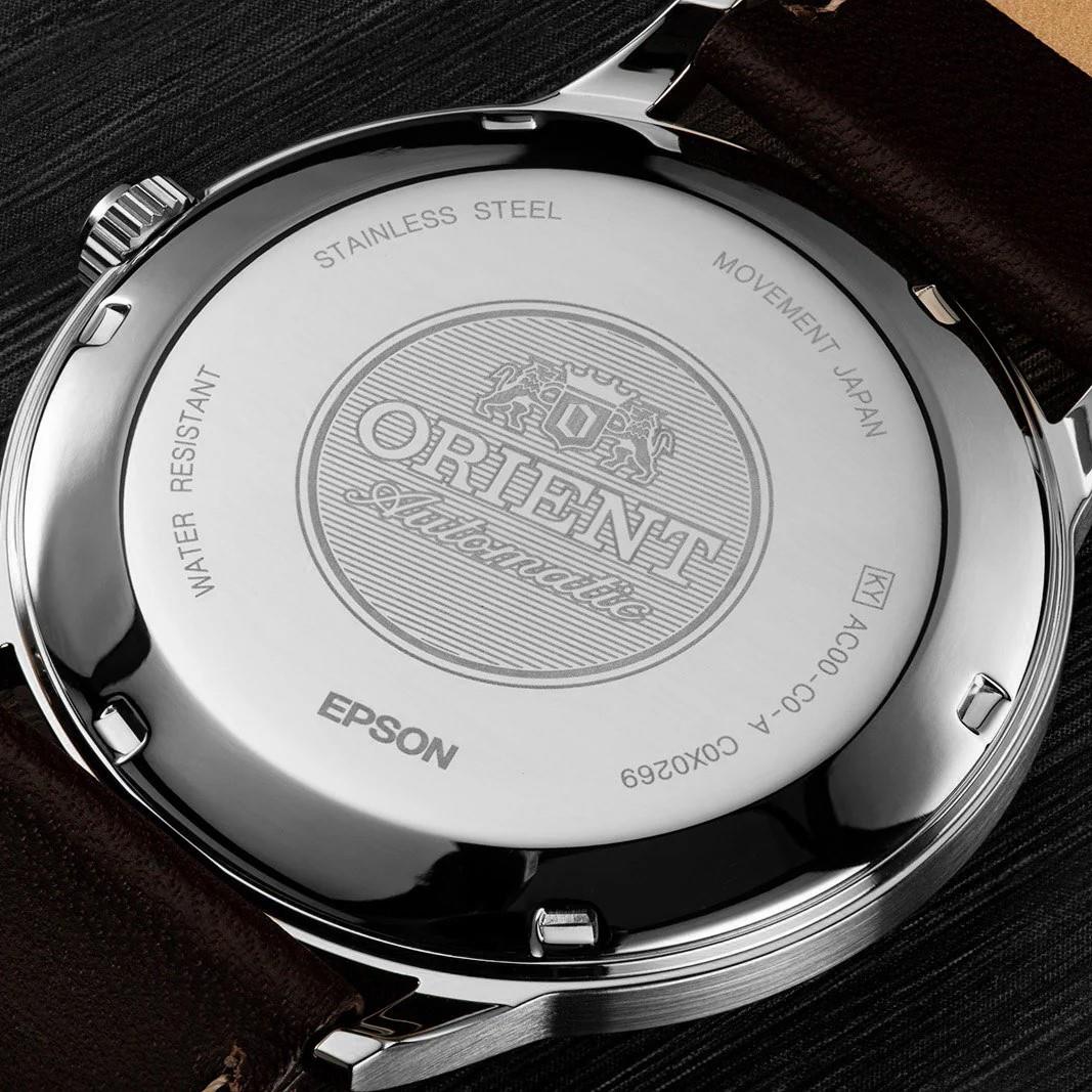 Orient Bambino 41mm Weißes Zifferblatt Leder Herren Automatik Uhr TAC0000EW0