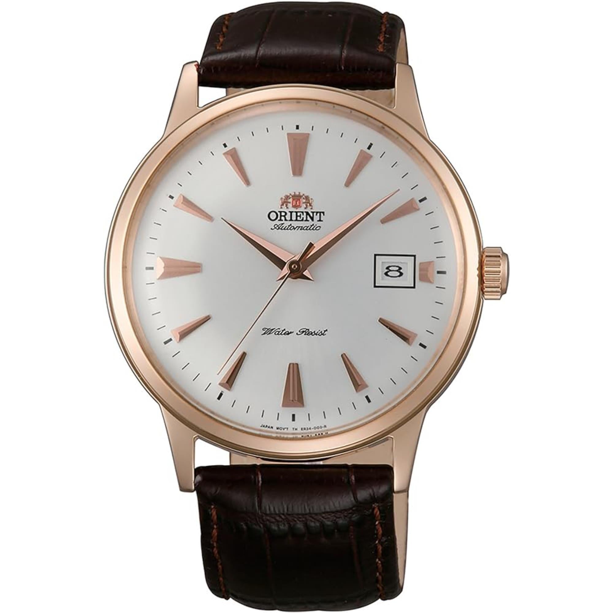 Orient Bambino 40,5mm Weißes Zifferblatt Leder Herren Automatik Uhr FAC00002W0