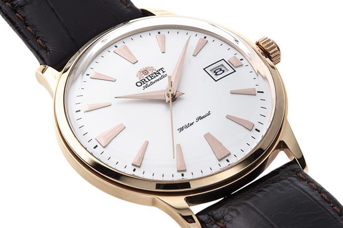 Orient Bambino 40,5mm Weißes Zifferblatt Leder Herren Automatik Uhr FAC00002W0