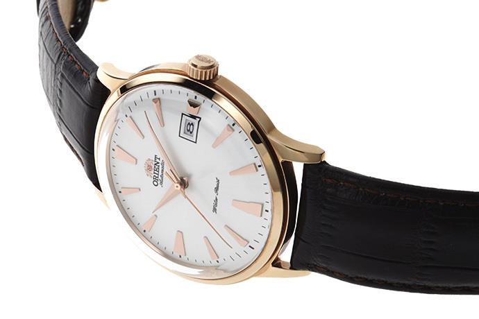 Orient Bambino 40,5mm Weißes Zifferblatt Leder Herren Automatik Uhr FAC00002W0