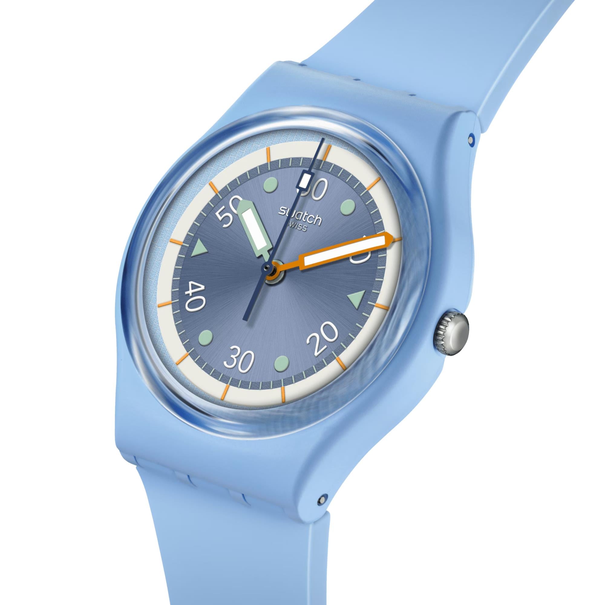 Swatch Frozen Waterfall Bioceramic Light Blue Dial Silicone Watch SO31L100