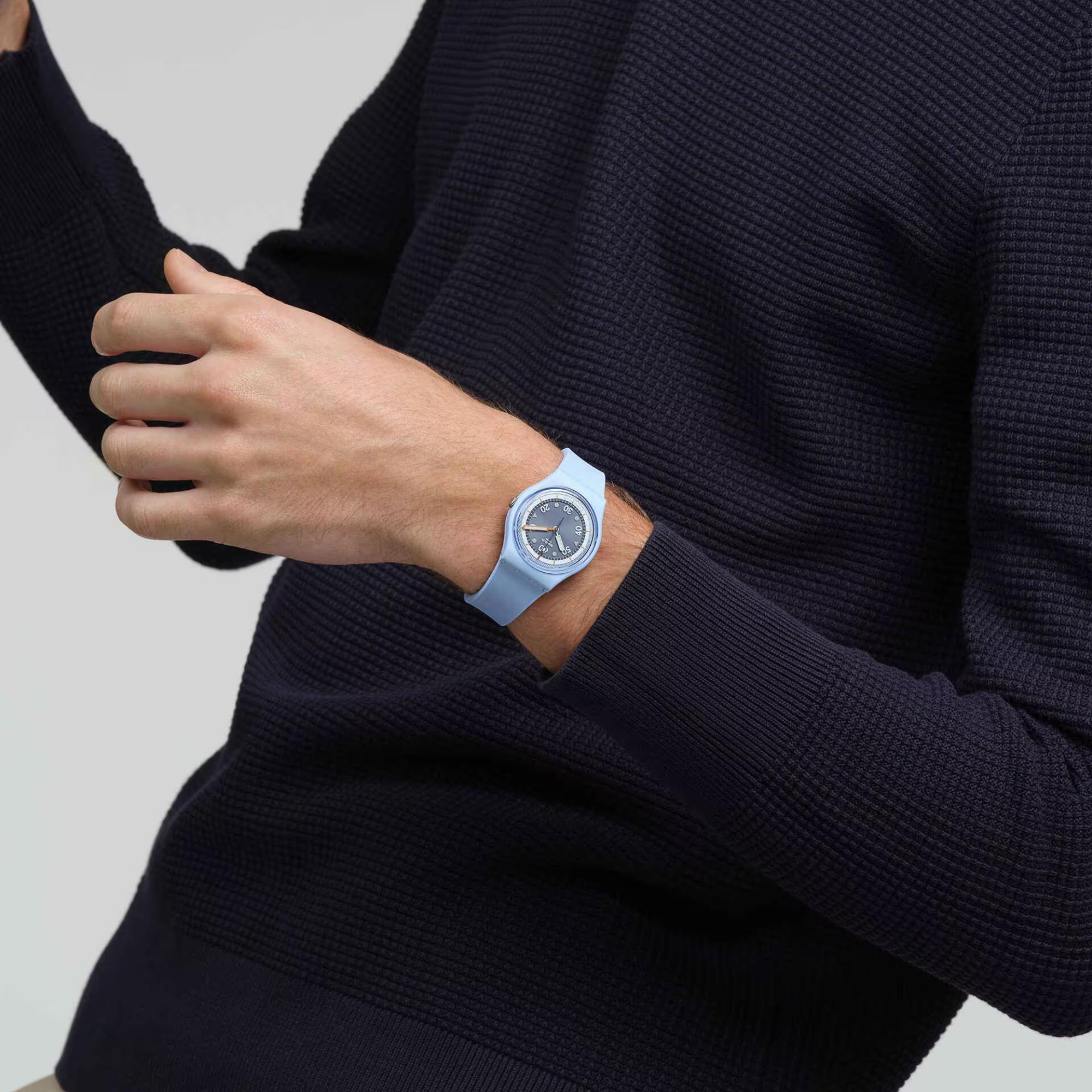 Swatch Frozen Waterfall Bioceramic Light Blue Dial Silicone Watch SO31L100