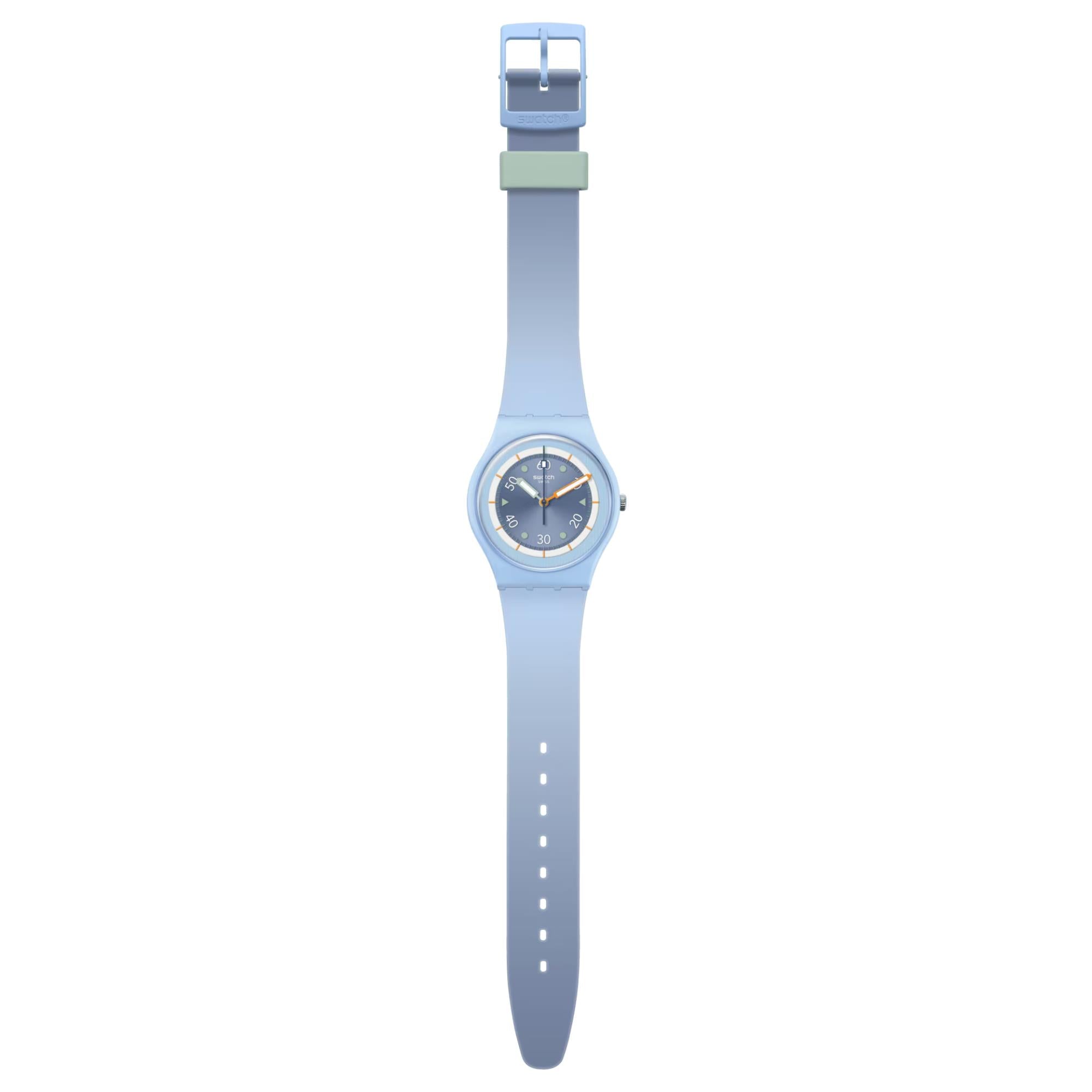 Swatch Frozen Waterfall Bioceramic Light Blue Dial Silicone Watch SO31L100