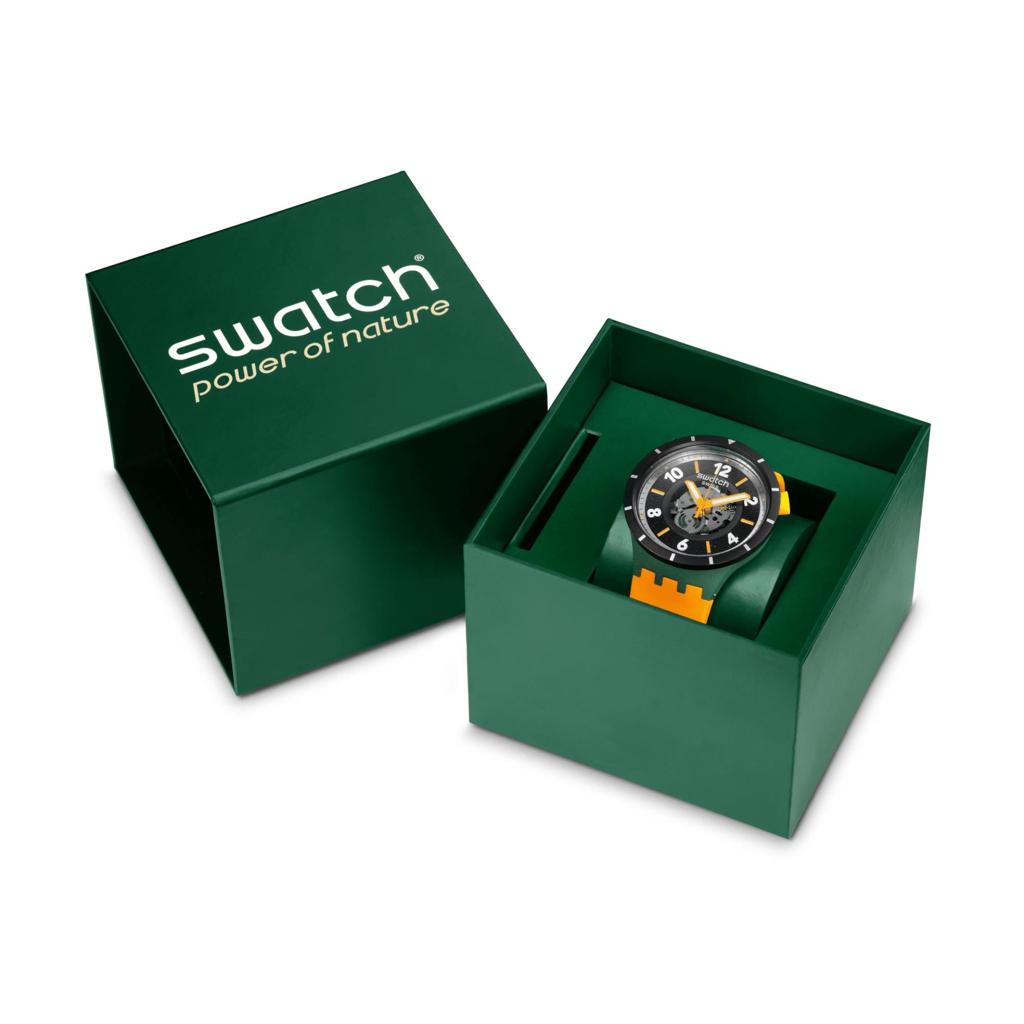 Swatch Big Bold Fall-Iage Black Dial Silicone Strap Watch SB03G107