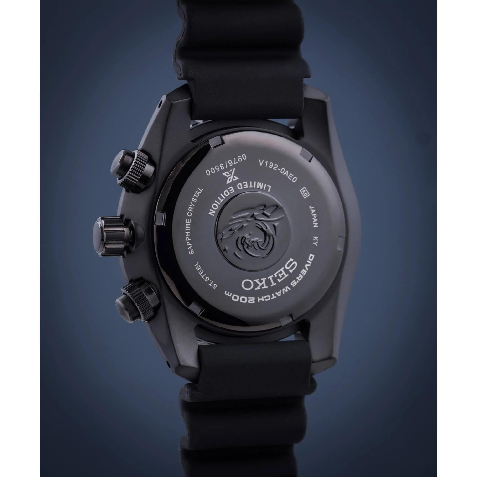 Seiko Limited Edition Diver’s Prospex Schwarze Serie ‘Sumo’ Solar Schwarzes Zifferblatt Silikonarmband Herren Uhr SSC761J1