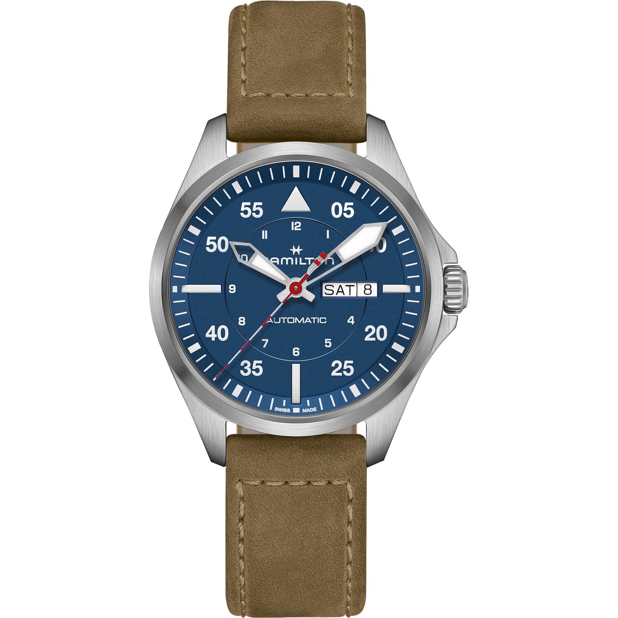 Hamilton Khaki Air-Glaciers special edition with green leather strap close-up