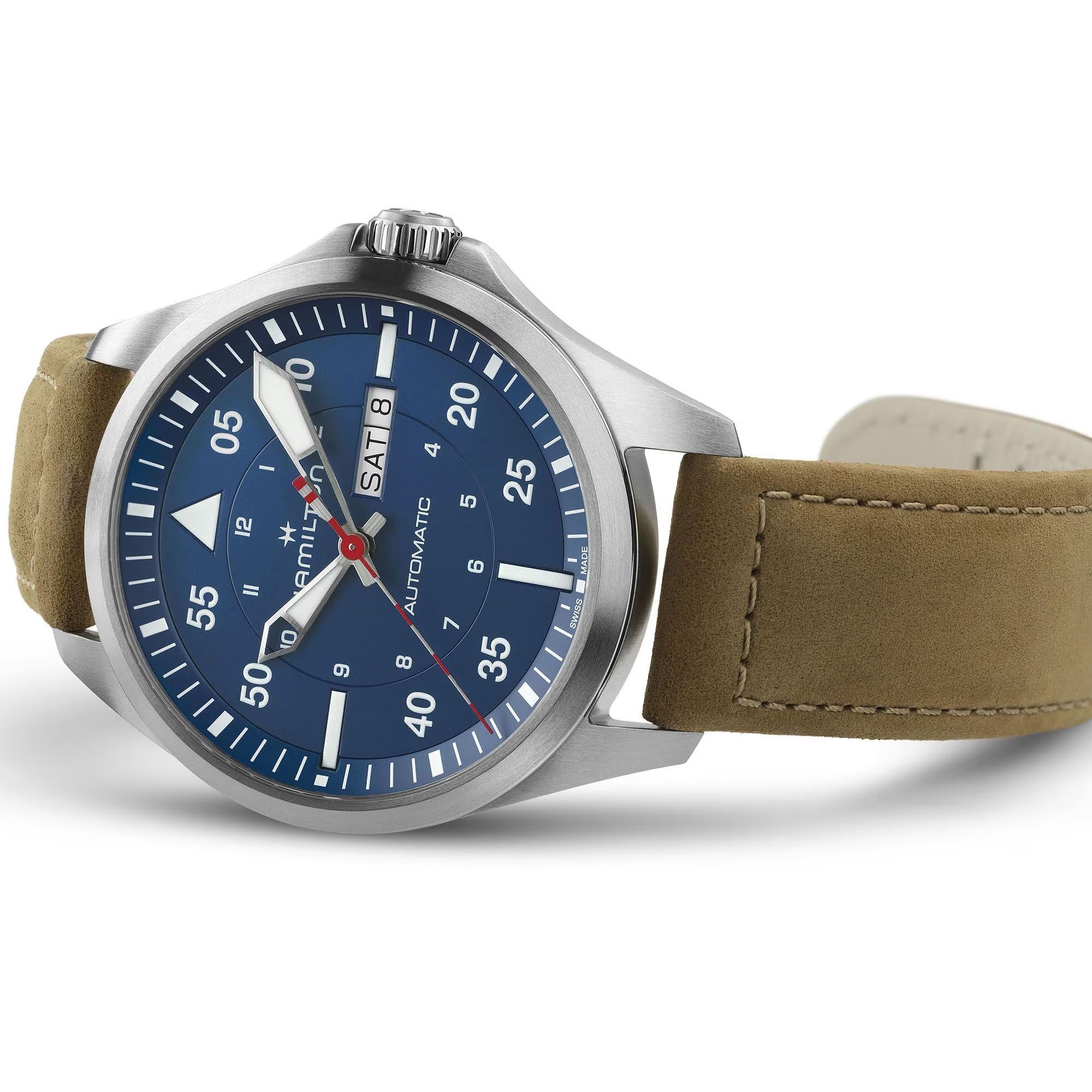 Hamilton Air-Glaciers special edition automatic watch with blue dial and green strap