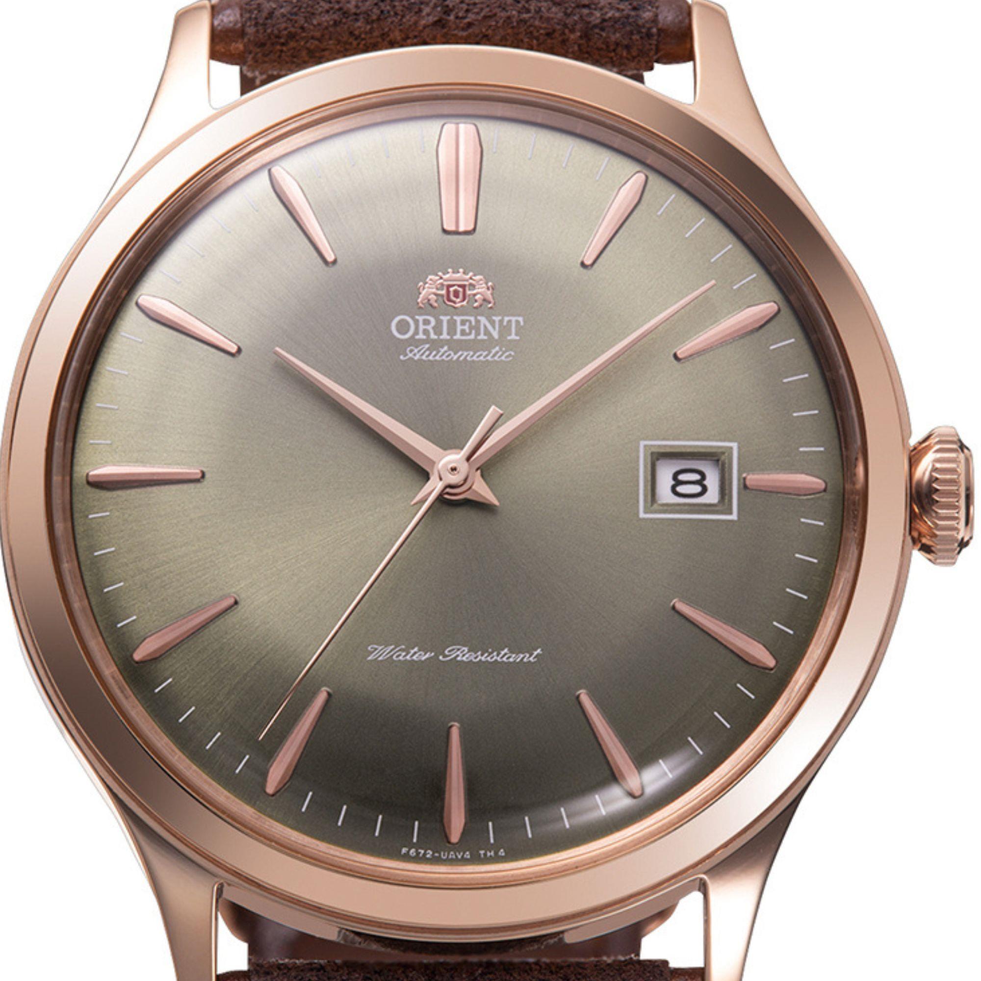 Orient Bambino 42mm Bronze Dial Leather Mens Automatic Watch RA-AC0P04Y10B