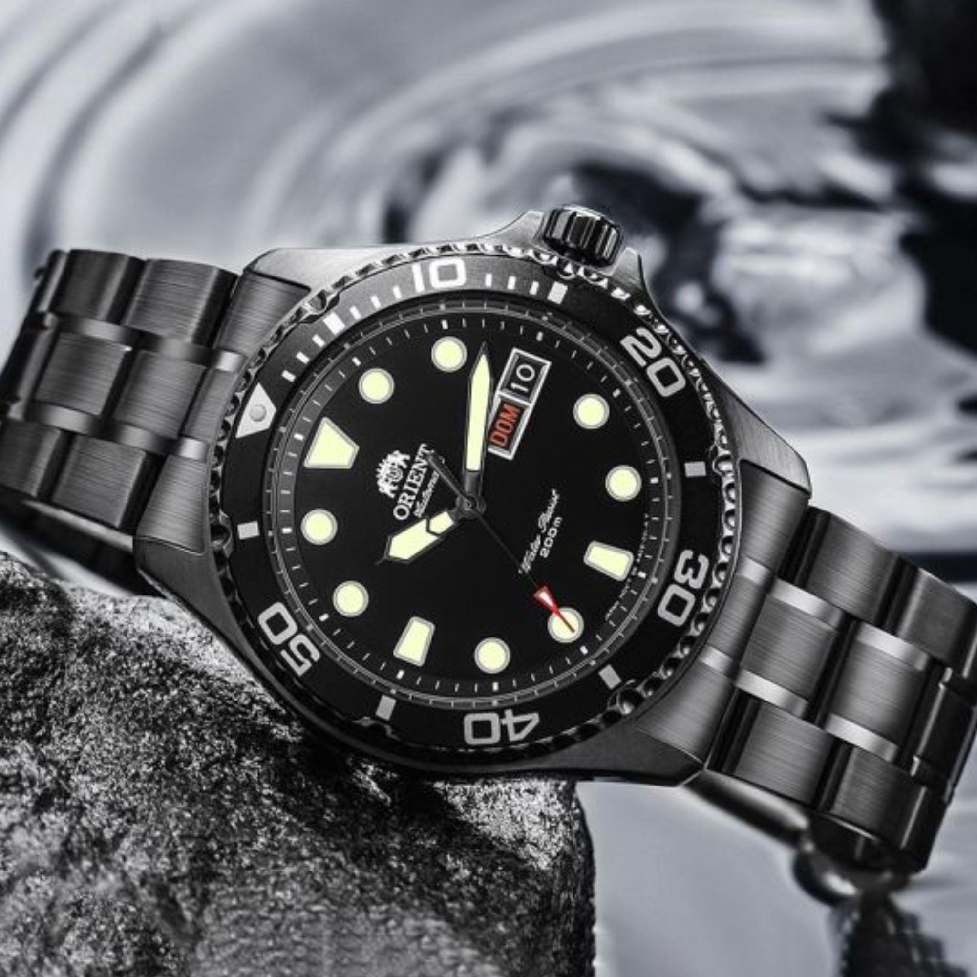 Orient Ray Raven II 41mm Black Dial Steel Mens Automatic Watch FAA02003B9