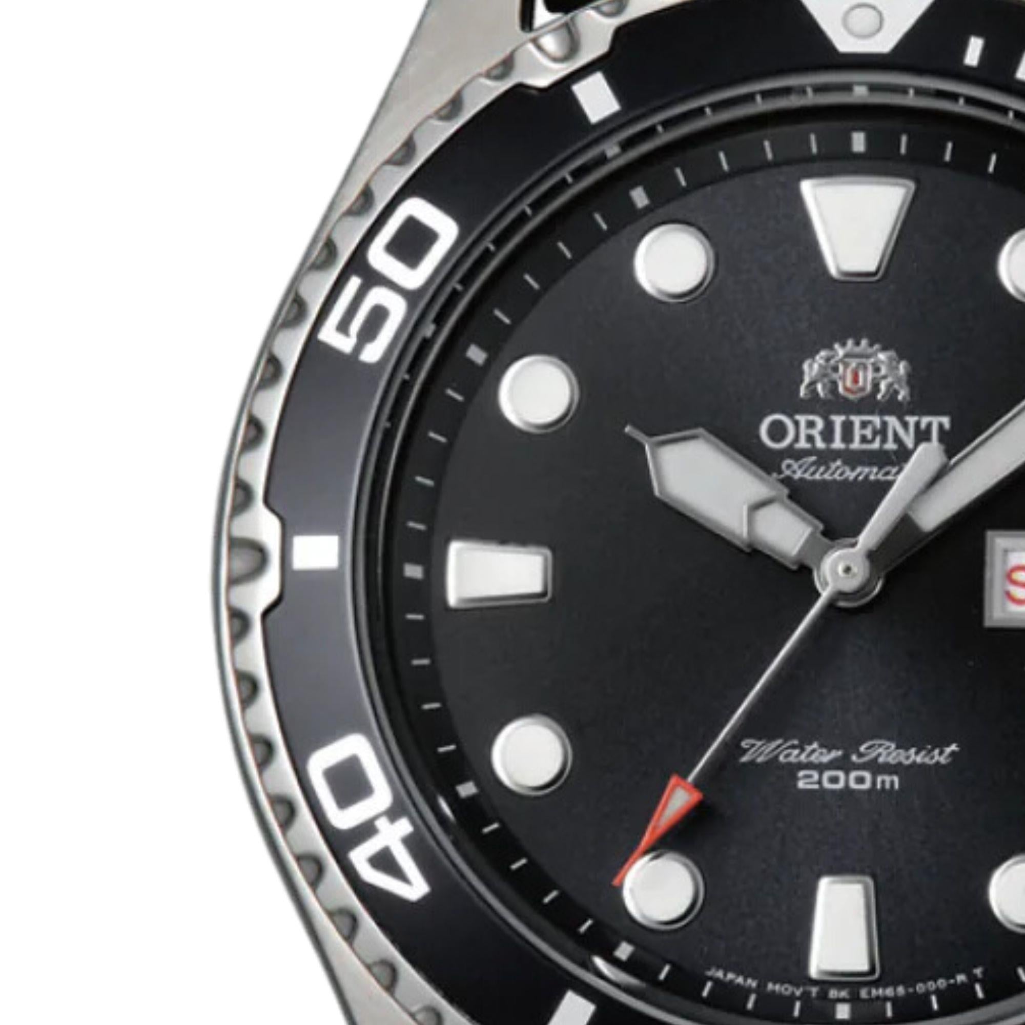 Orient Ray II 42mm Schwarz Zifferblatt Gummi Herren Automatik Uhr FAA02007B9