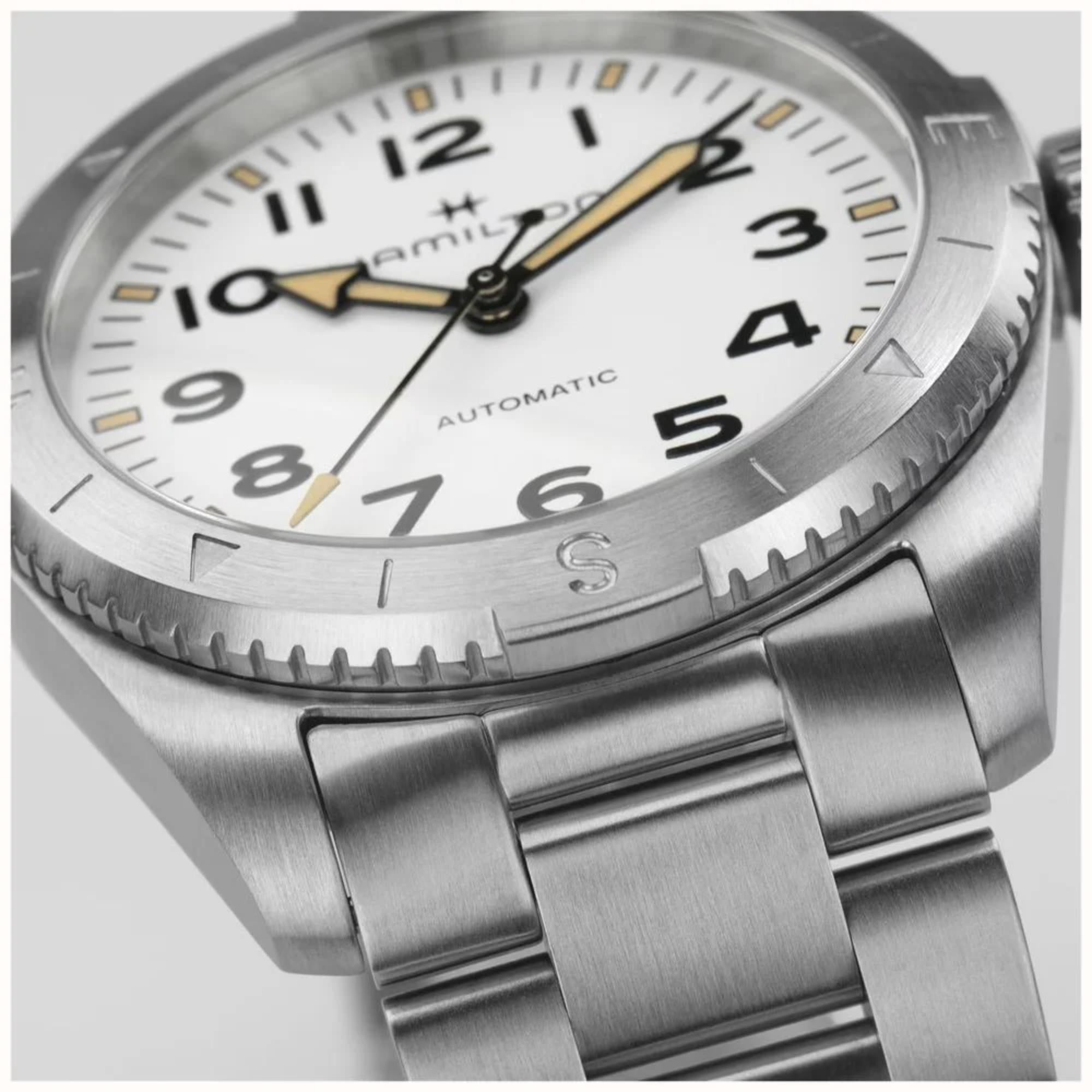 Hamilton Khaki Field H70225110 37mm brushed stainless steel case side profile