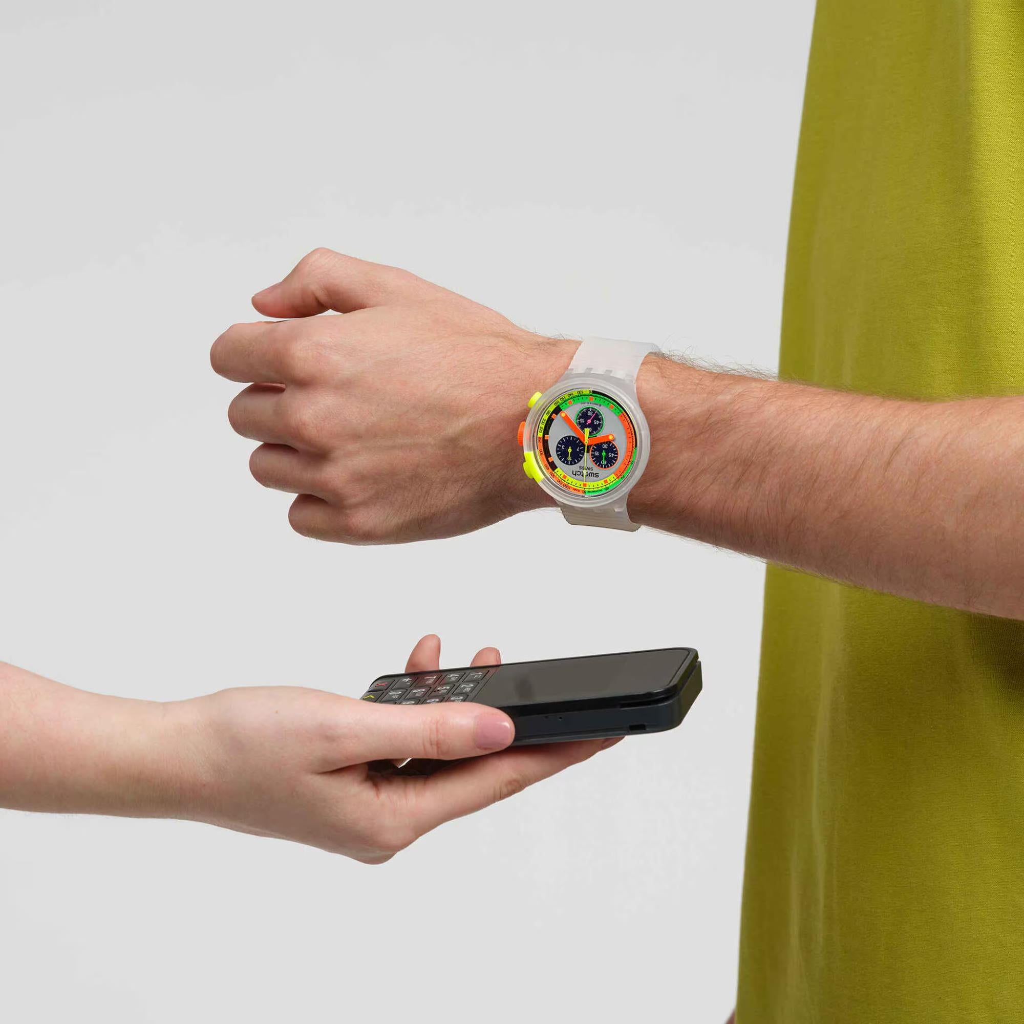 Swatch Neon Jelly Pay! Chronograph Silicone Watch SB02K101-5300