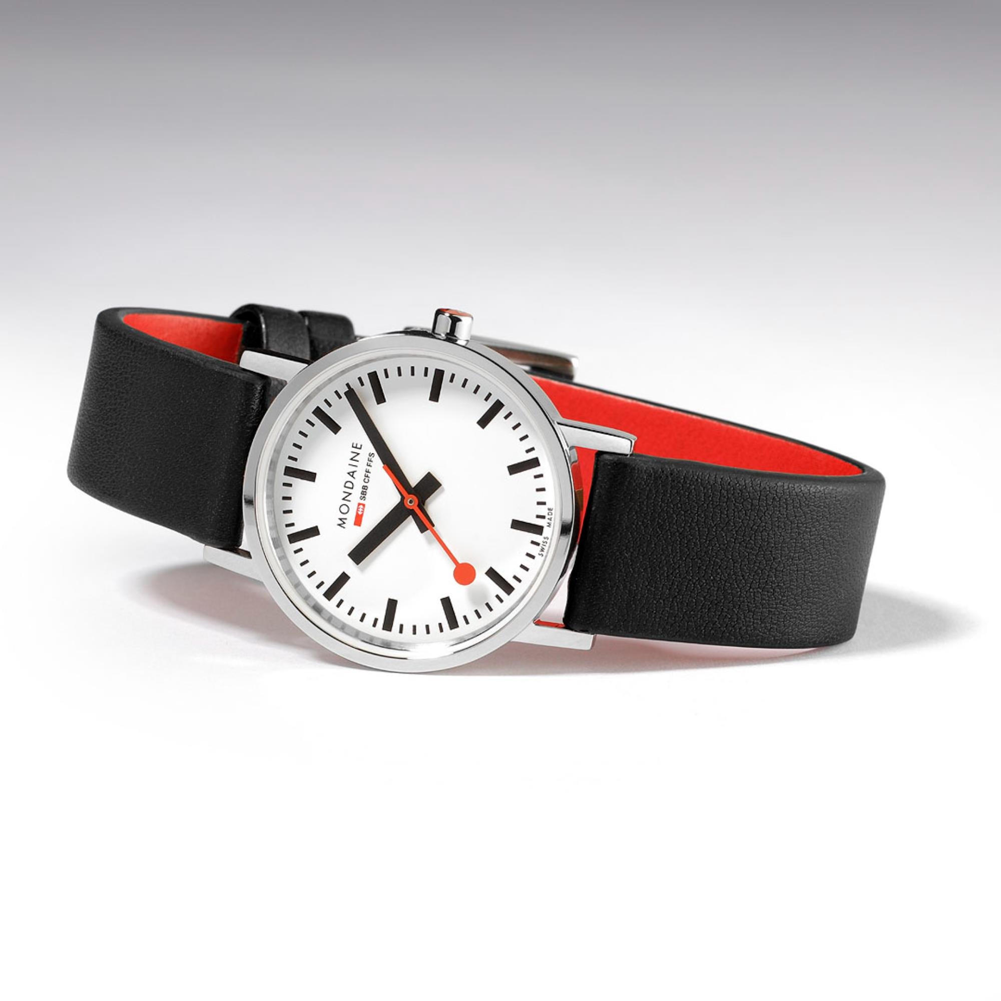 Mondaine Classic 30mm White Dial Leather Ladies Quartz Watch A658.30323.11SBBV