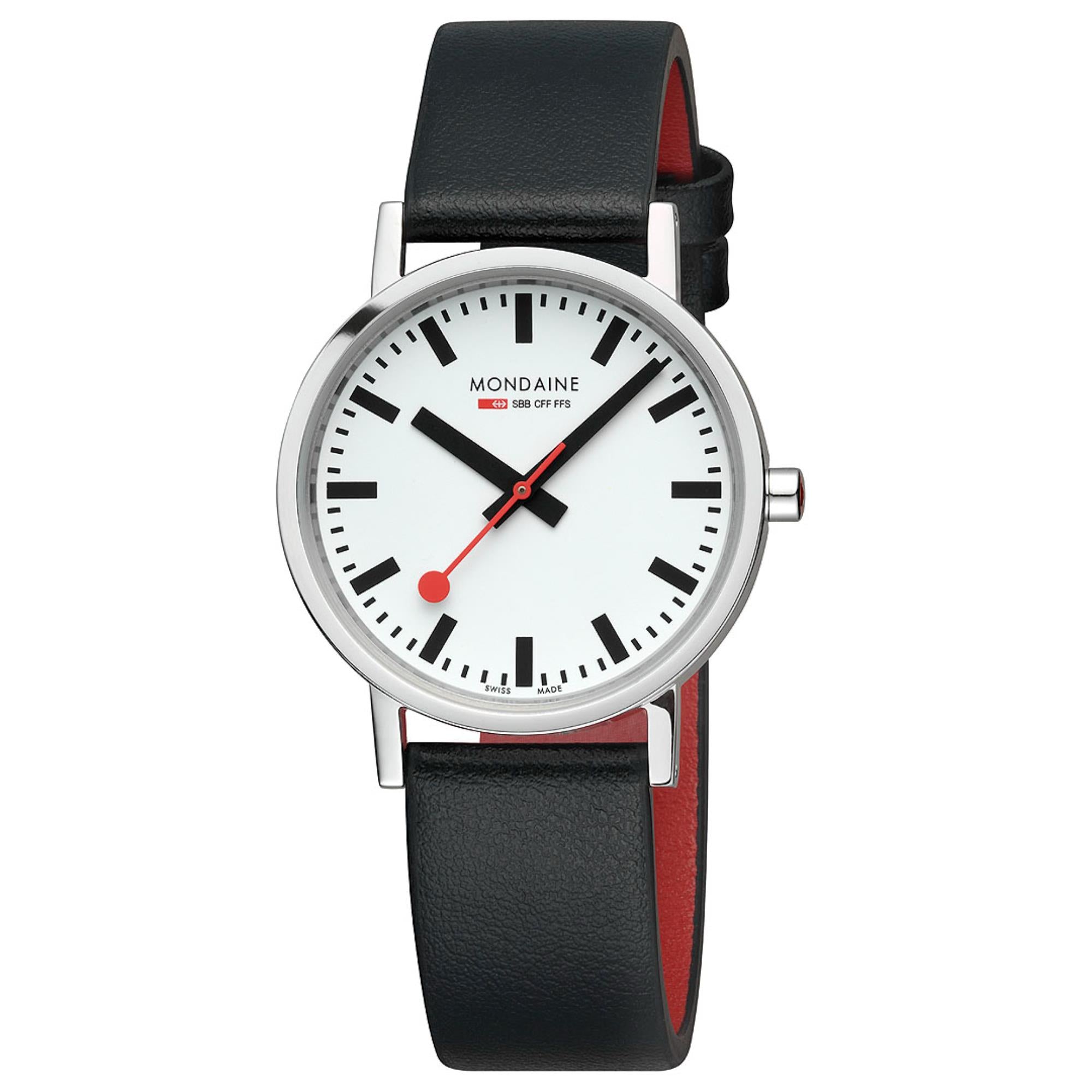 Mondaine Classic 36mm Weißes Zifferblatt Leder Quarz Uhr A660.30314.11SBBV