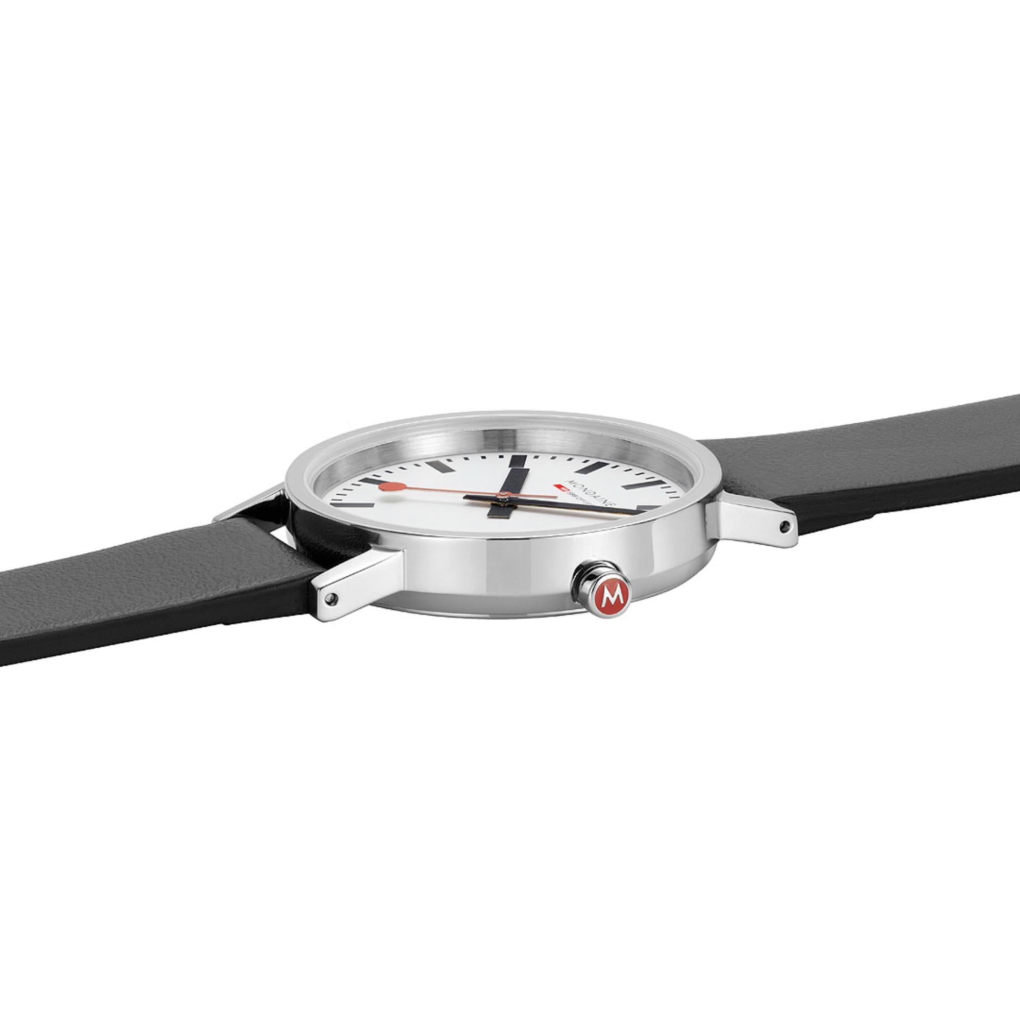 Mondaine Classic 36mm White Dial Leather Quartz Watch A660.30314.11SBBV