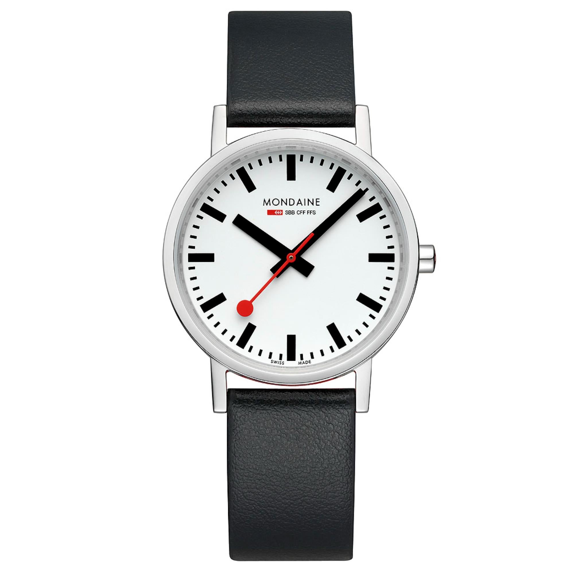 Mondaine Classic 36mm White Dial Leather Quartz Watch A660.30314.11SBBV