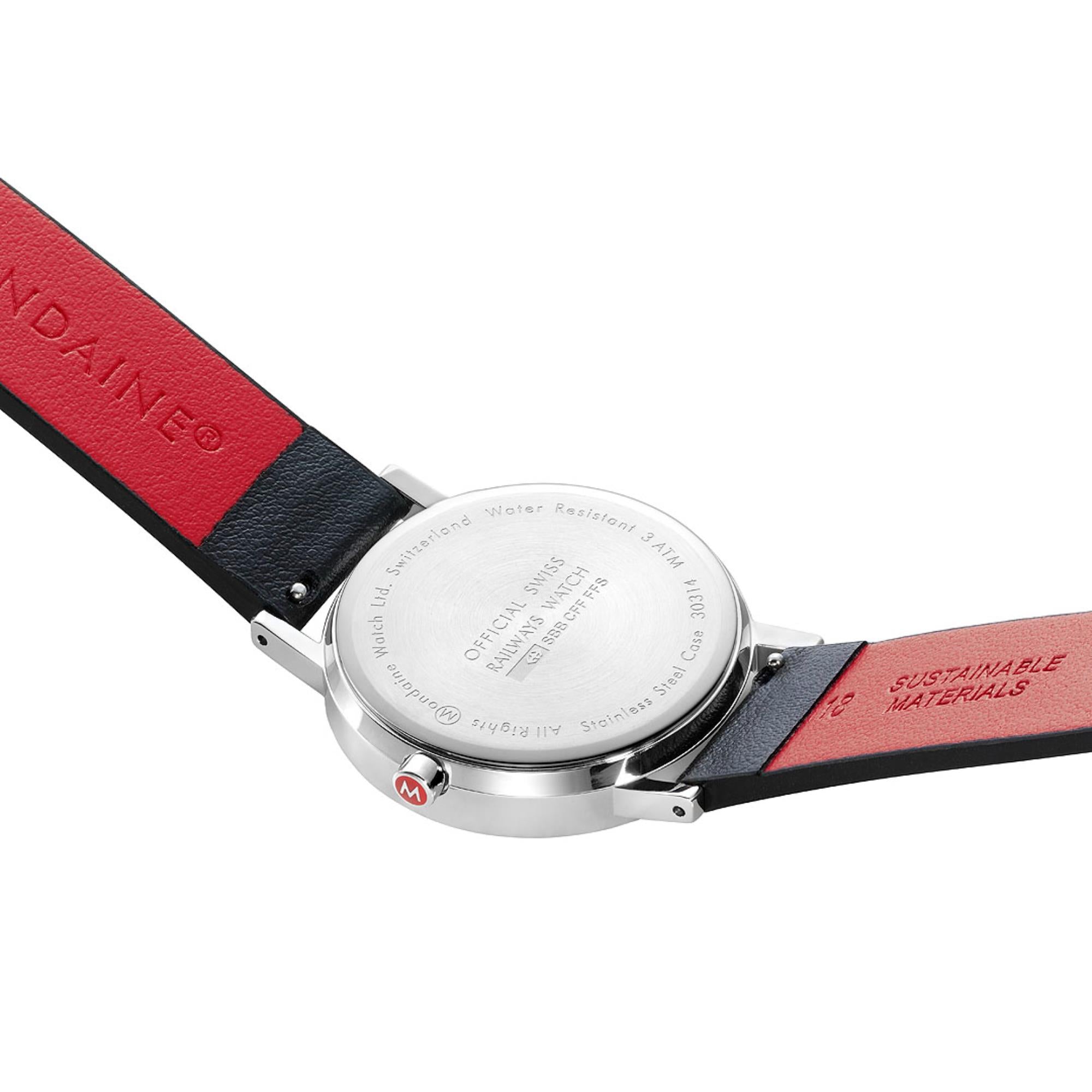 Mondaine Classic Tag Datum Weißes Zifferblatt Lederarmband Uhr A667.30314.11SBBV