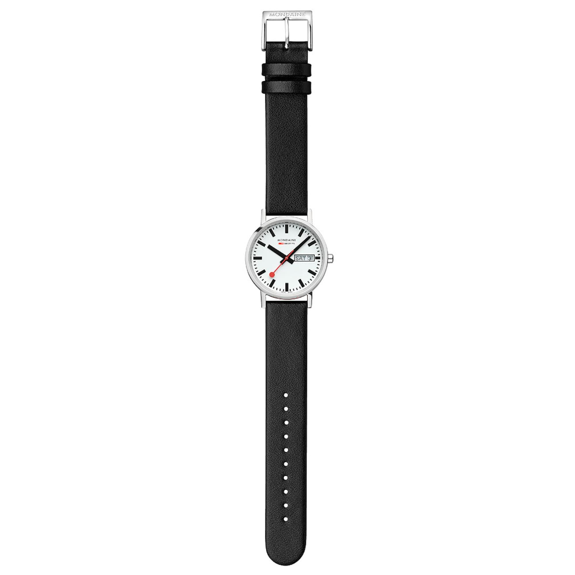 Mondaine Classic Tag Datum Weißes Zifferblatt Lederarmband Uhr A667.30314.11SBBV