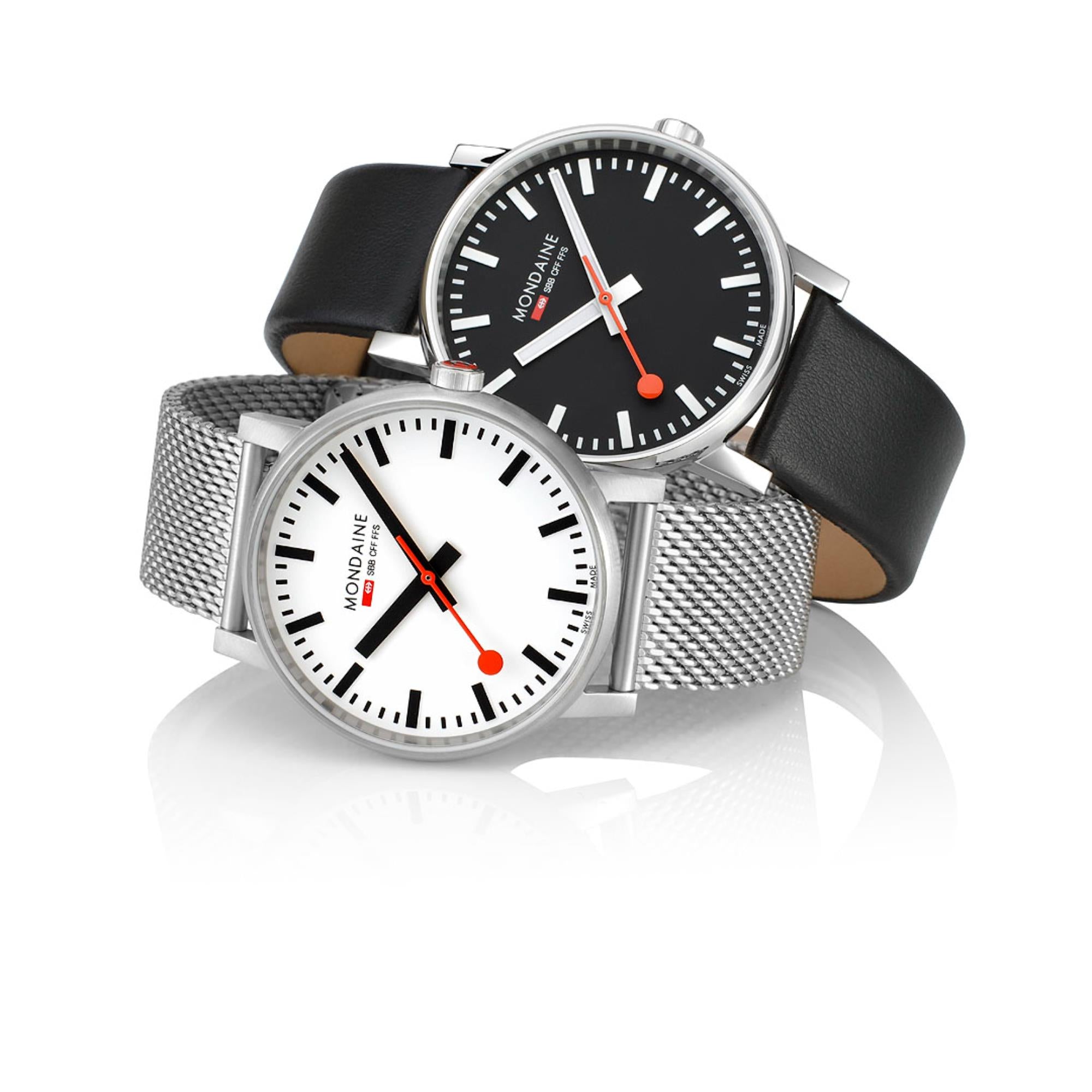 Mondaine evo2 White Dial Stainless Steel Mesh Watch MSE.43110.SJ