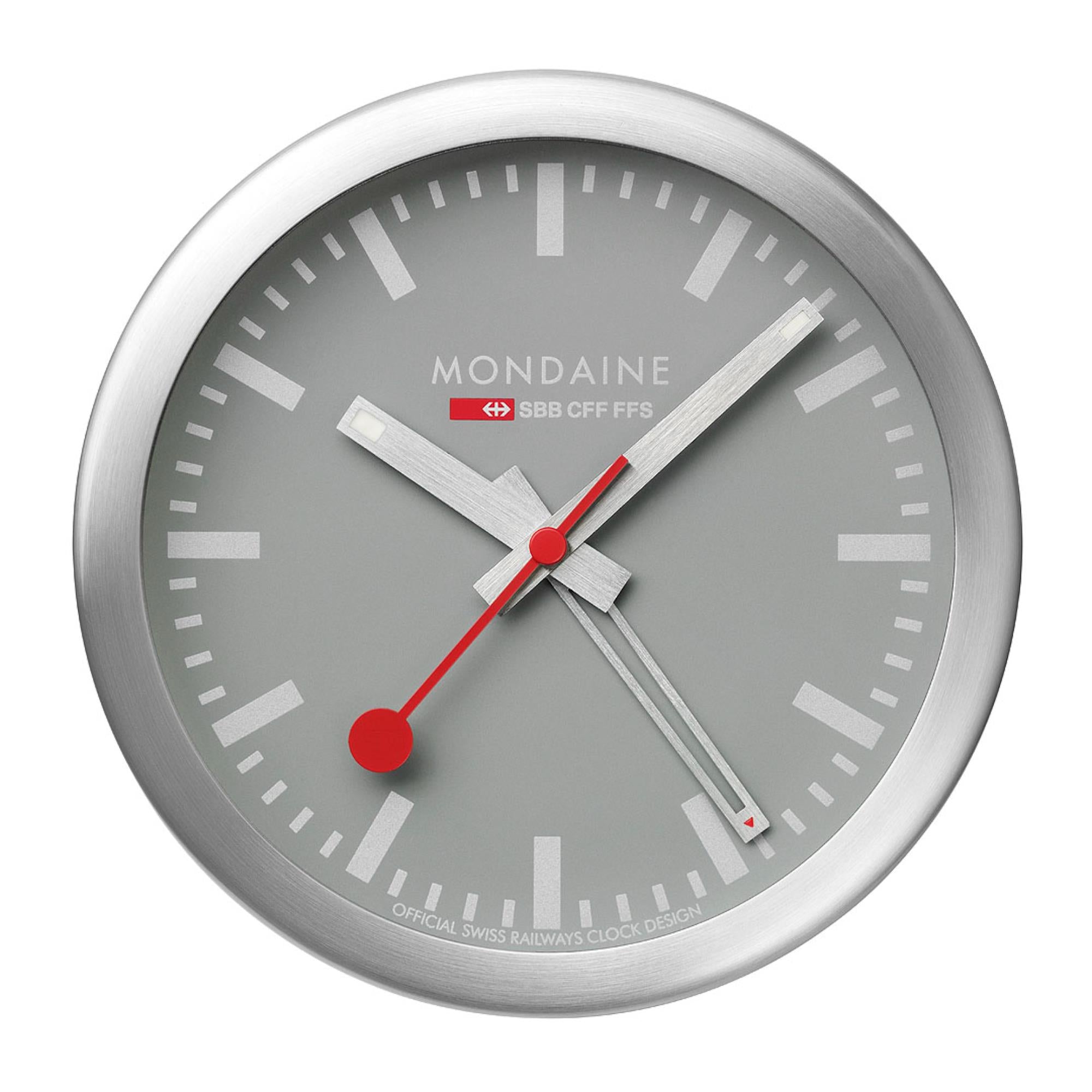 Mondaine Good Grey Aluminium Table and Alarm Clock A997.MCAL.86SBV.1