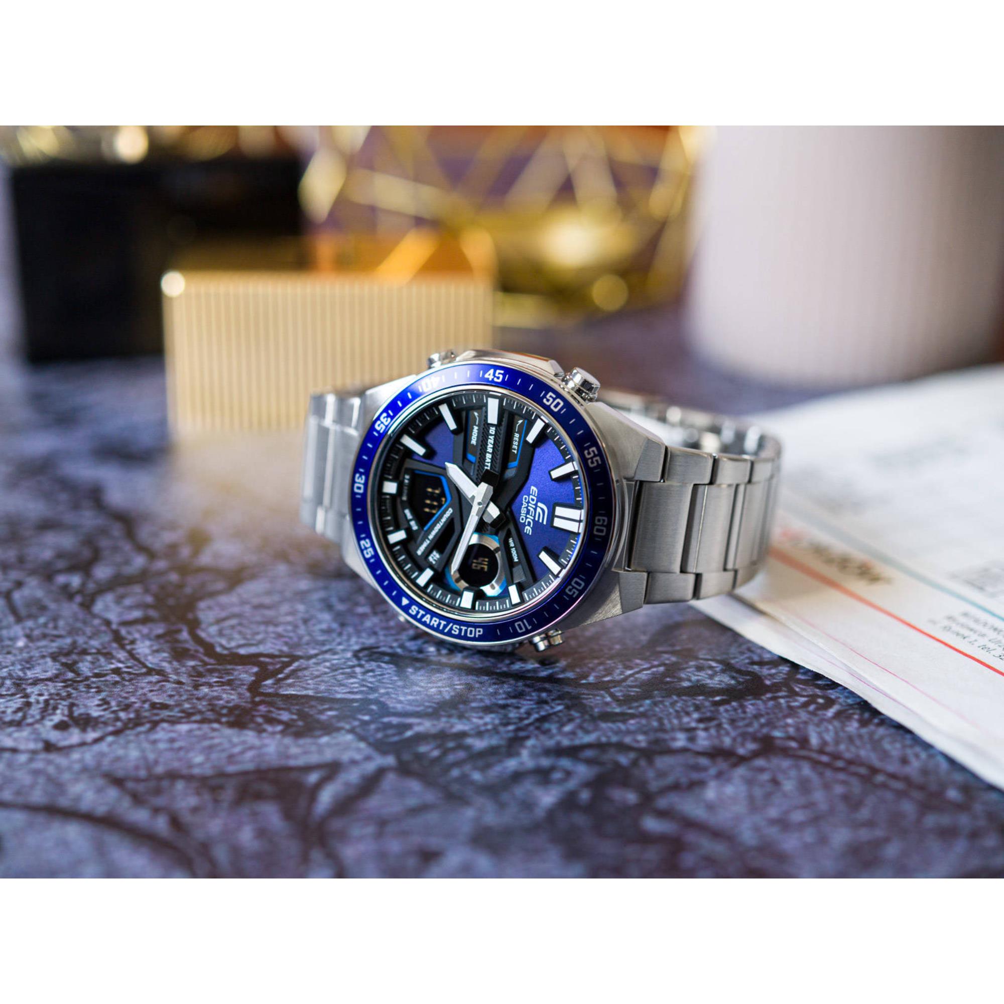 Casio Edifice Chronograph Quartz Blue Dial Stainless Steel Bracelet Men's Watch EFV-C110D-2AVEF