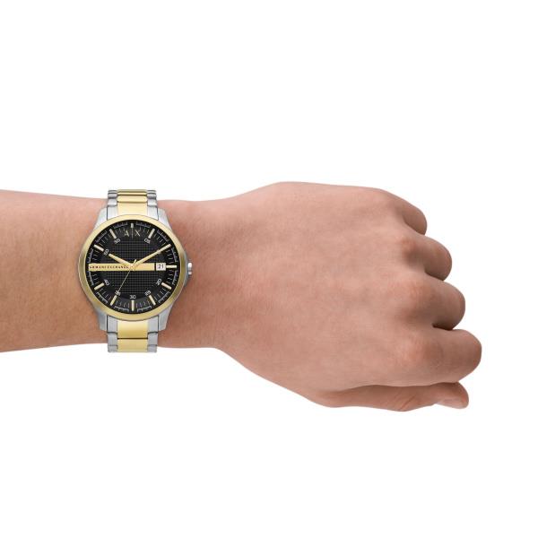 Armani Exchange Hampton 46mm Black Dial Steel Mens Quartz Watch AX2453