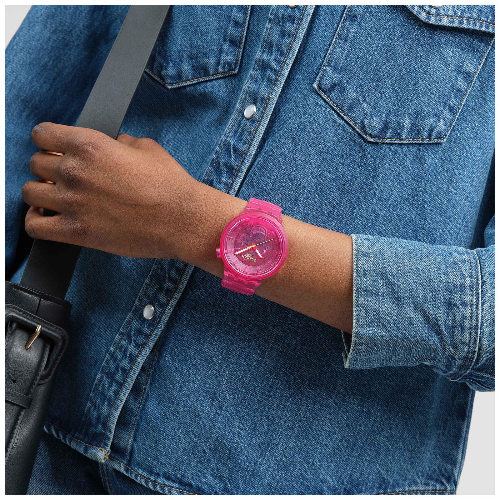 Swatch PINK JOY Pinkes Zifferblatt Pinke biobasierte Uhr SB05P102
