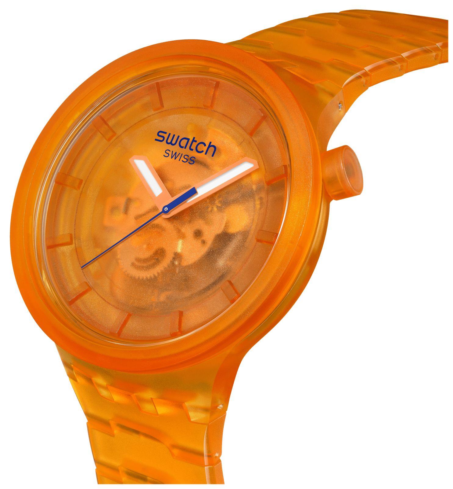 Swatch ORANGE JOY Oranges Zifferblatt Orange biobasierte Uhr SB05O103