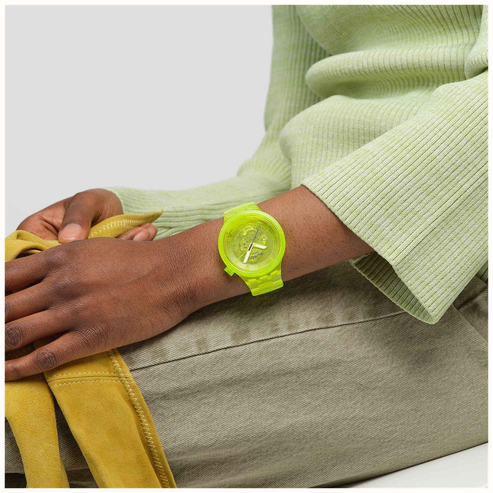 Swatch YELLOW JOY Gelbes Zifferblatt Gelbes biobasiertes Armband Uhr SB05J103