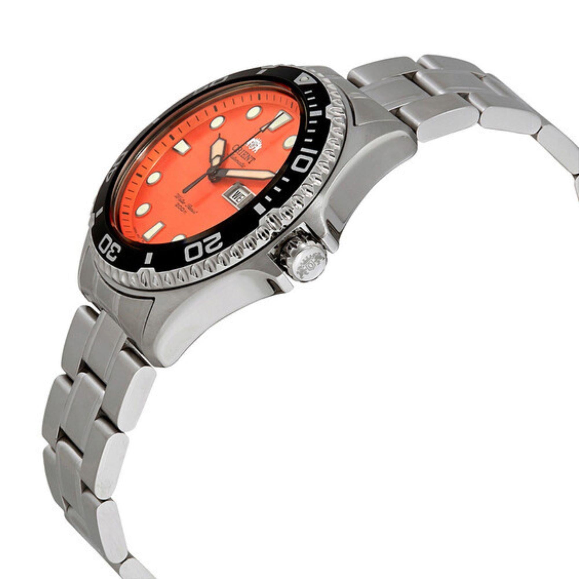 Orient Ray II 41mm Oranges Zifferblatt Stahl Herren Automatik Uhr FAA02006M9