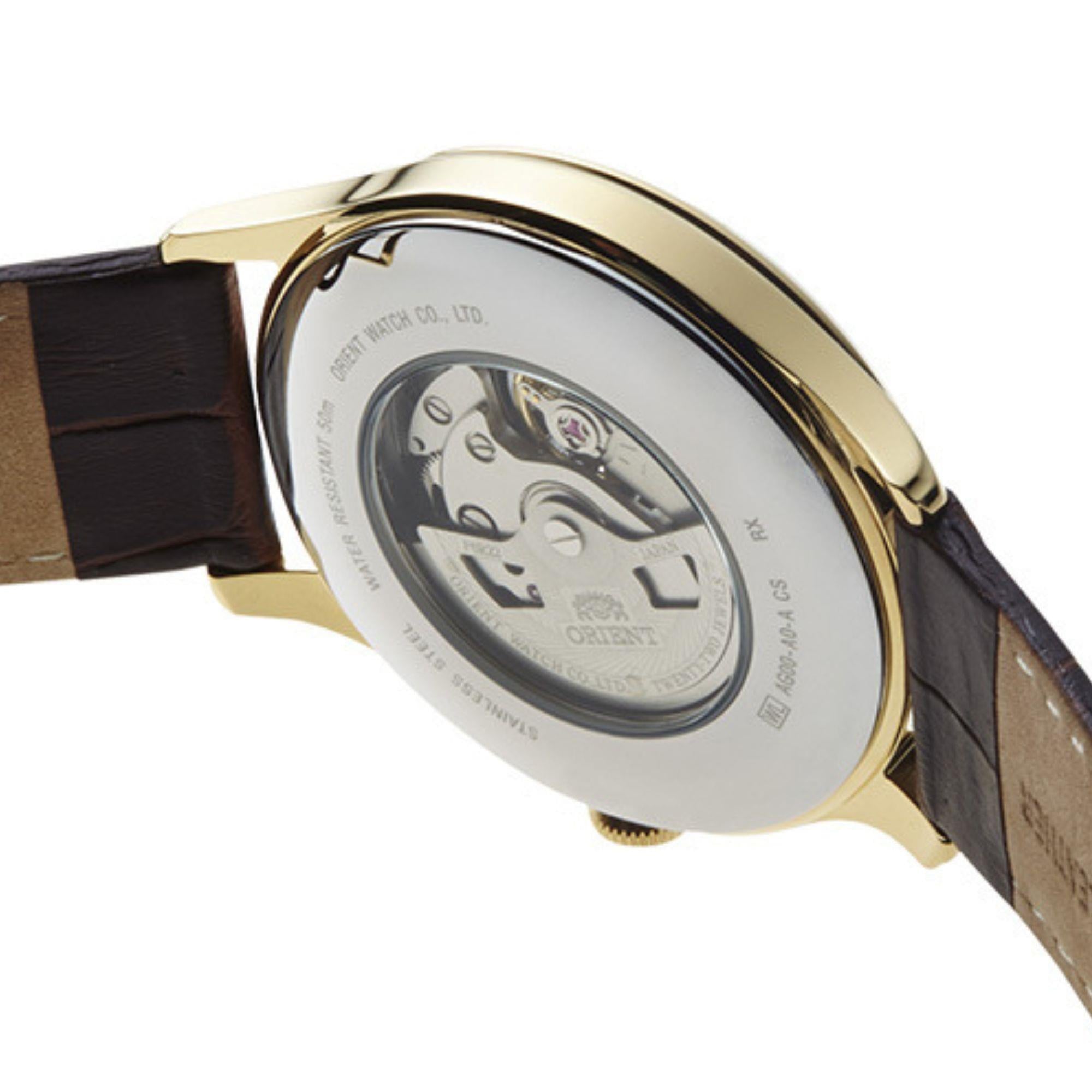 Orient Open Heart 43mm White Dial Leather Mens Automatic Watch TAG00002W0