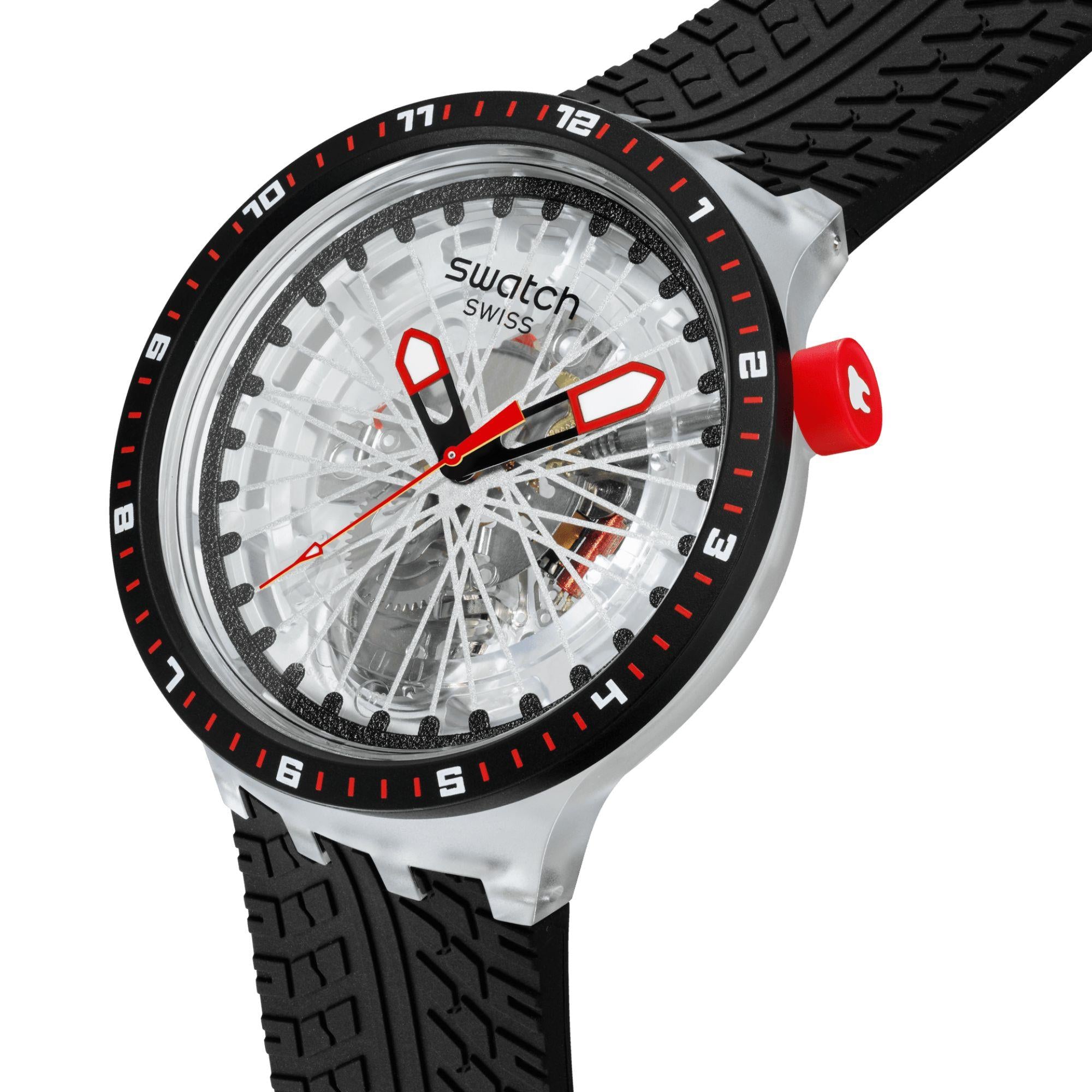 Swatch THE PILGRIM - TREAD ON IT Transparent Dial Silicone Watch SB05K103
