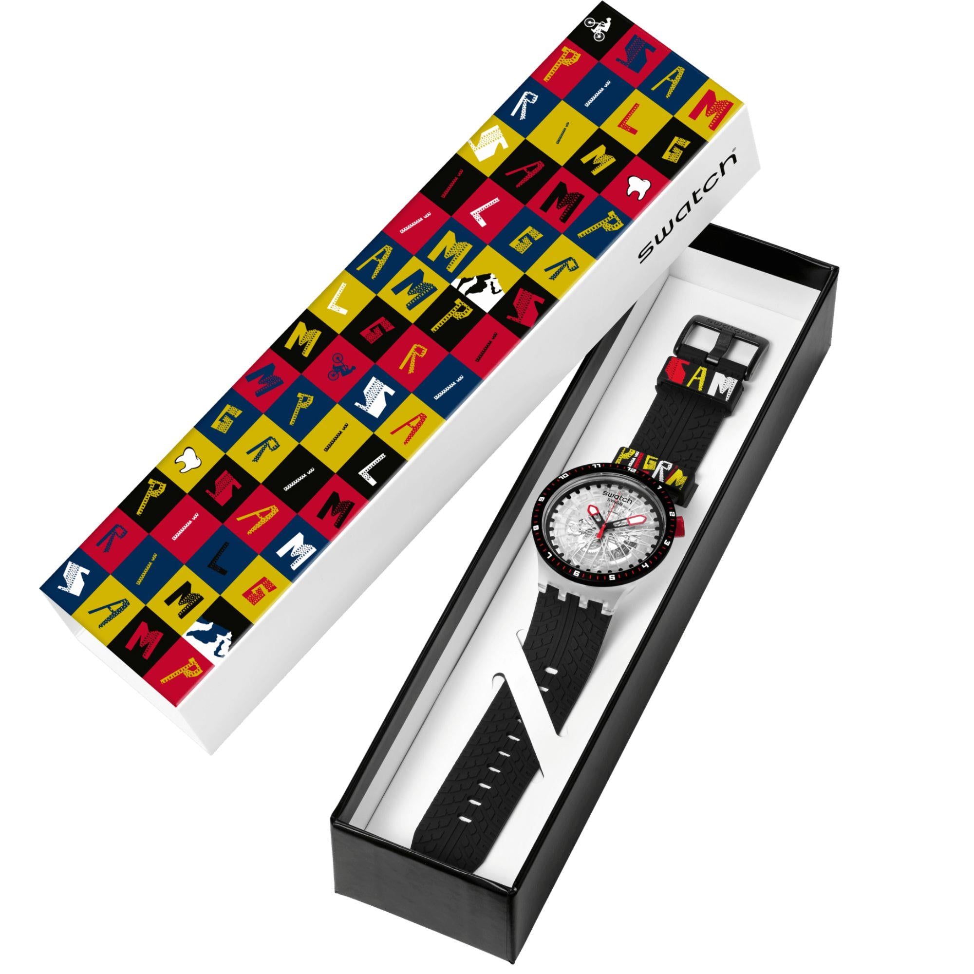 Swatch THE PILGRIM - TREAD ON IT Transparent Dial Silicone Watch SB05K103