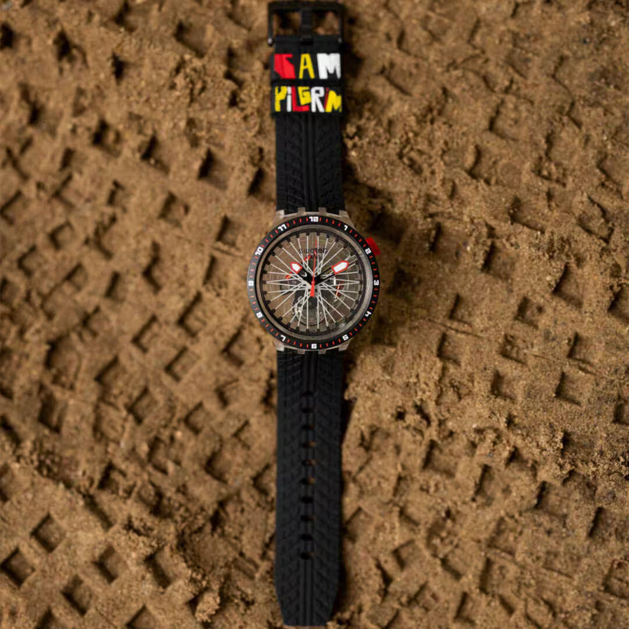 Swatch THE PILGRIM - TREAD ON IT Transparent Dial Silicone Watch SB05K103