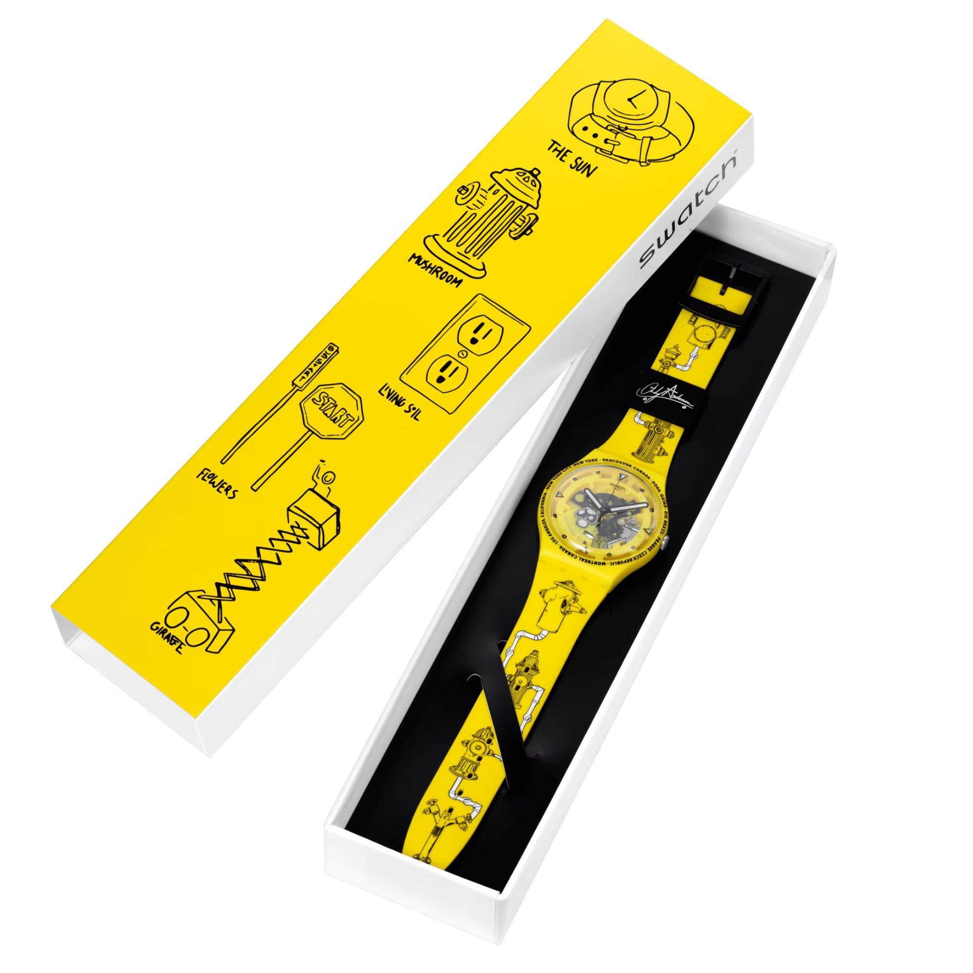 Swatch TIME WITH ANDY ANDERSON Yellow Dial Silicone Watch SO29J101