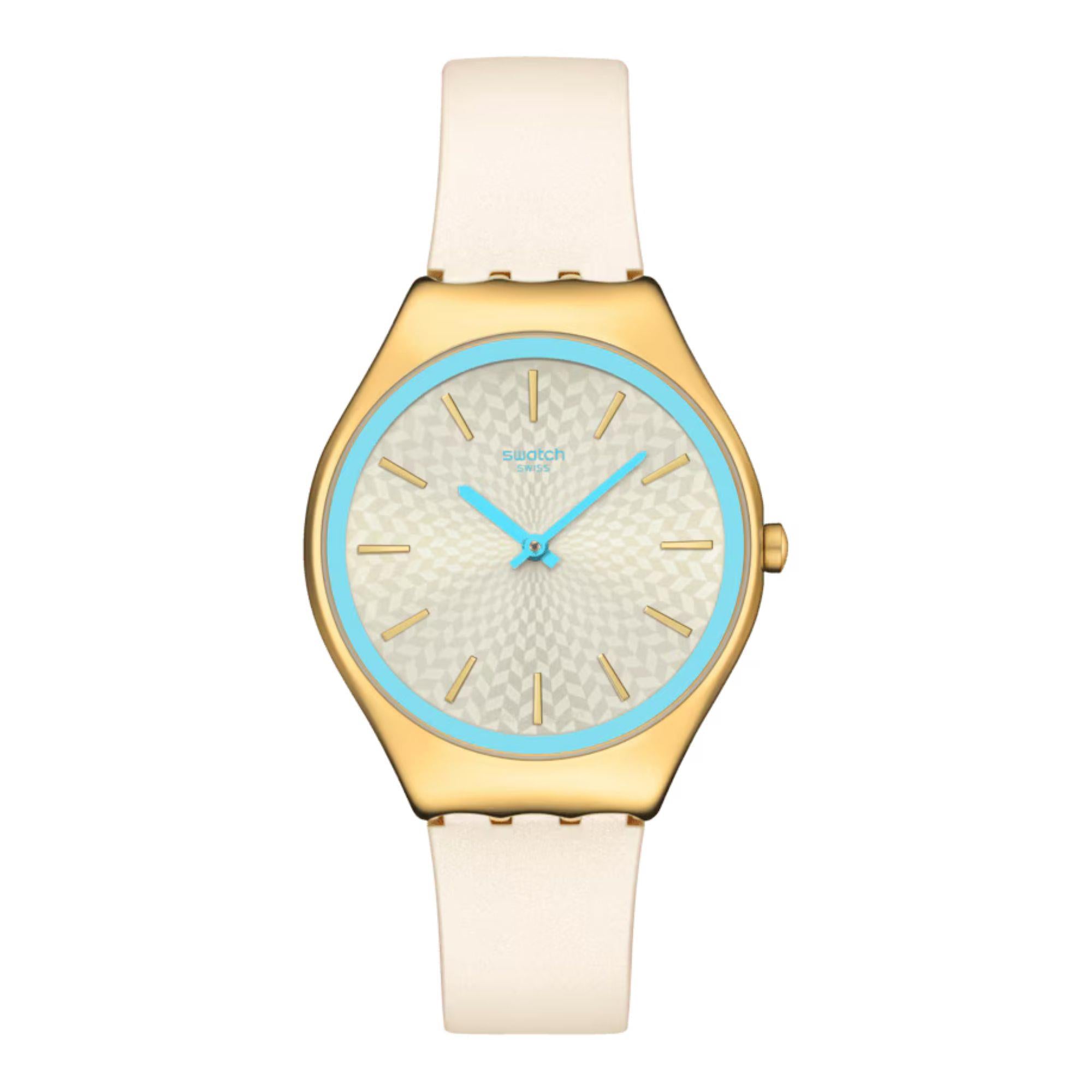 Swatch COCO HO BLU Ivory Dial Silicone Watch SYXG127