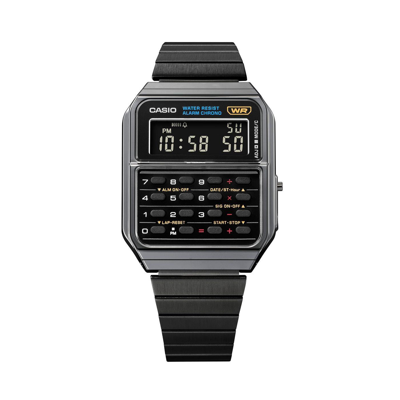 Casio Vintage Quartz Digital Calculator Black Steel Watch CA-500WEGG-1BEF