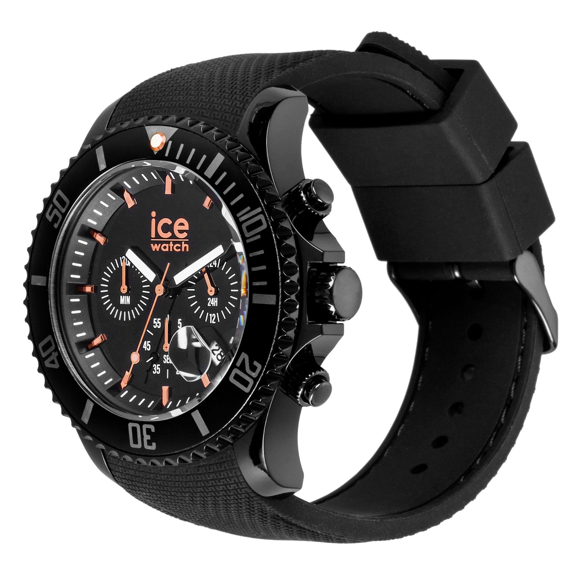 ICE Chrono Black Dial Silicone Strap Men's Watch 020620