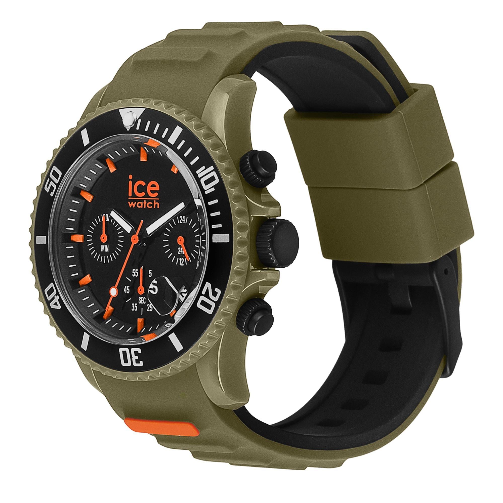ICE Watch ICE Chrono Khaki Orange Dial Silicone Strap Watch 021427