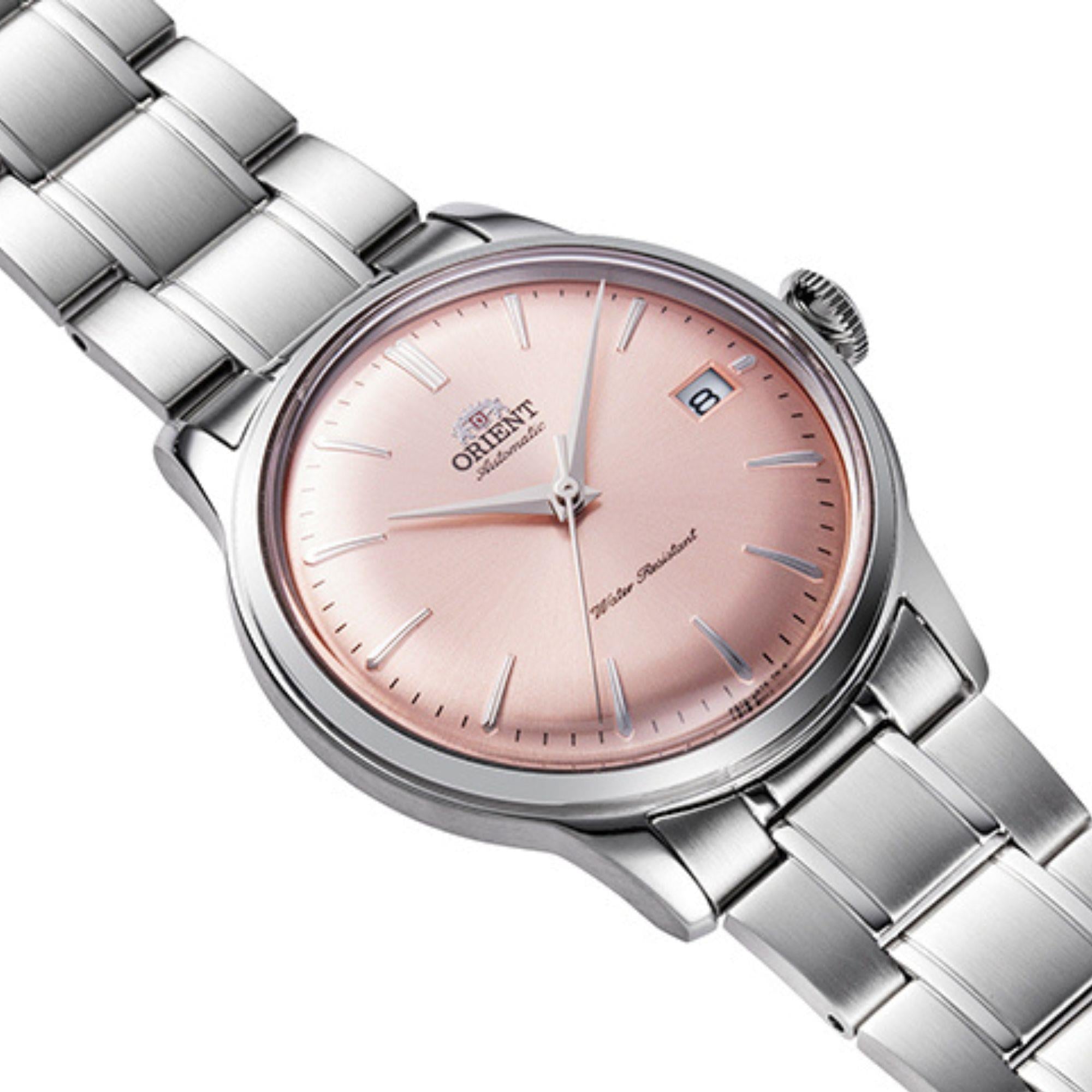 Orient Bambino 38mm Rosa Zifferblatt Stahl Herren Automatik Uhr RA-AC0M11Y30B