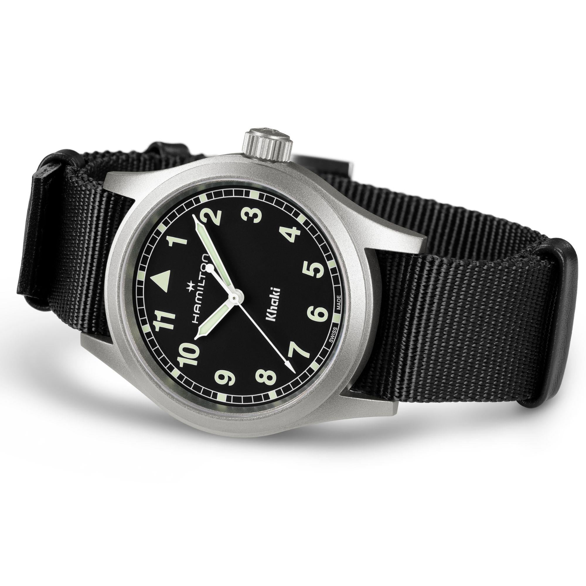 Hamilton Khaki Field 38mm Black Dial NATO Mens Quartz Watch H69401430